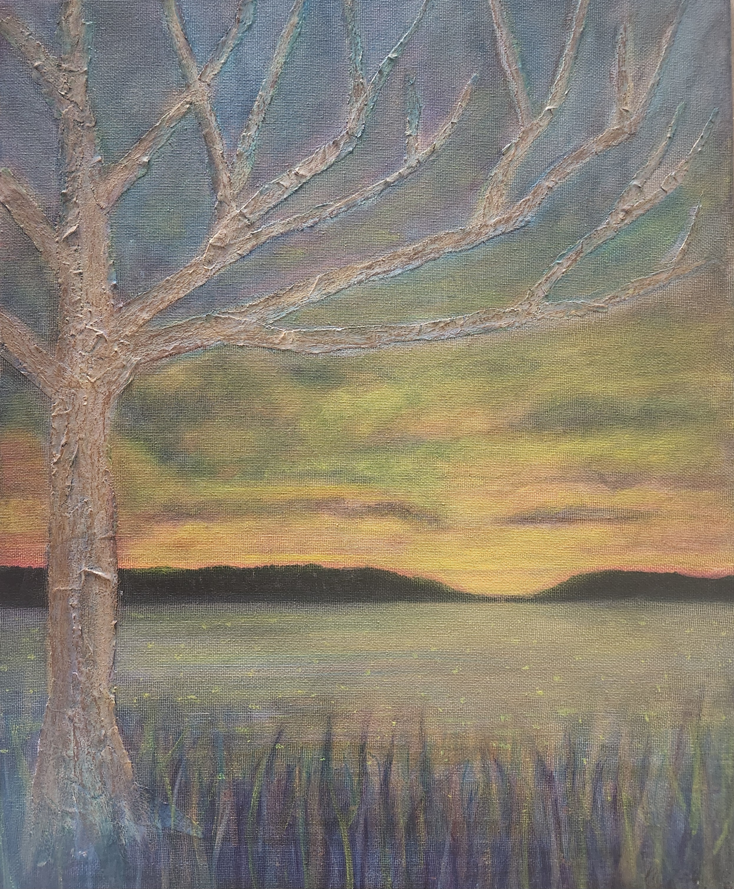 Hand-painted sunset landscape artwork