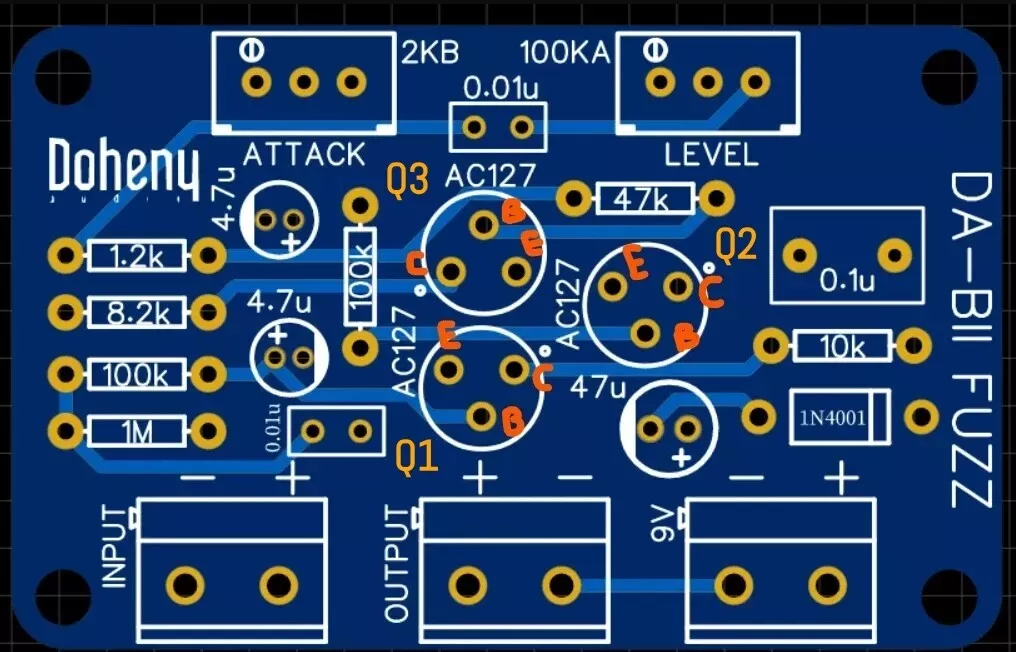 Fuzz Face / Tone Bender MKII Guitar Pedal PCB – Vintage Distortion DIY Kit