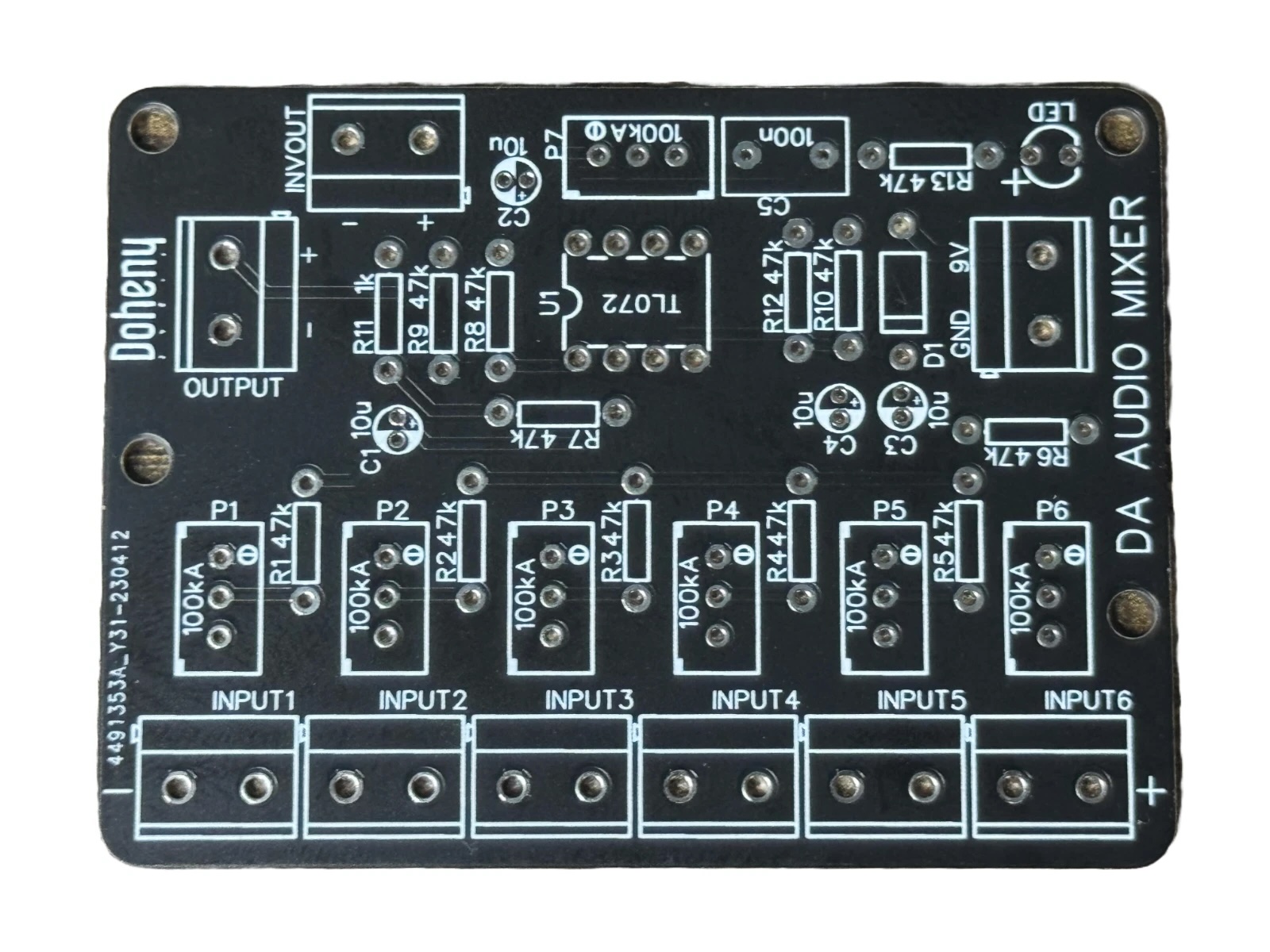 6-Channel Mixer PCB – DIY Analog Summing Circuit