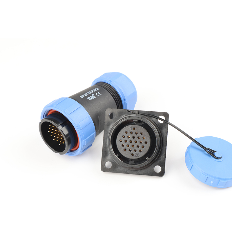 SP21-29 welding 2pin~35 PIN waterproof IP 68 21 mm square panel bracket circular aviation cable joint dual plug socket