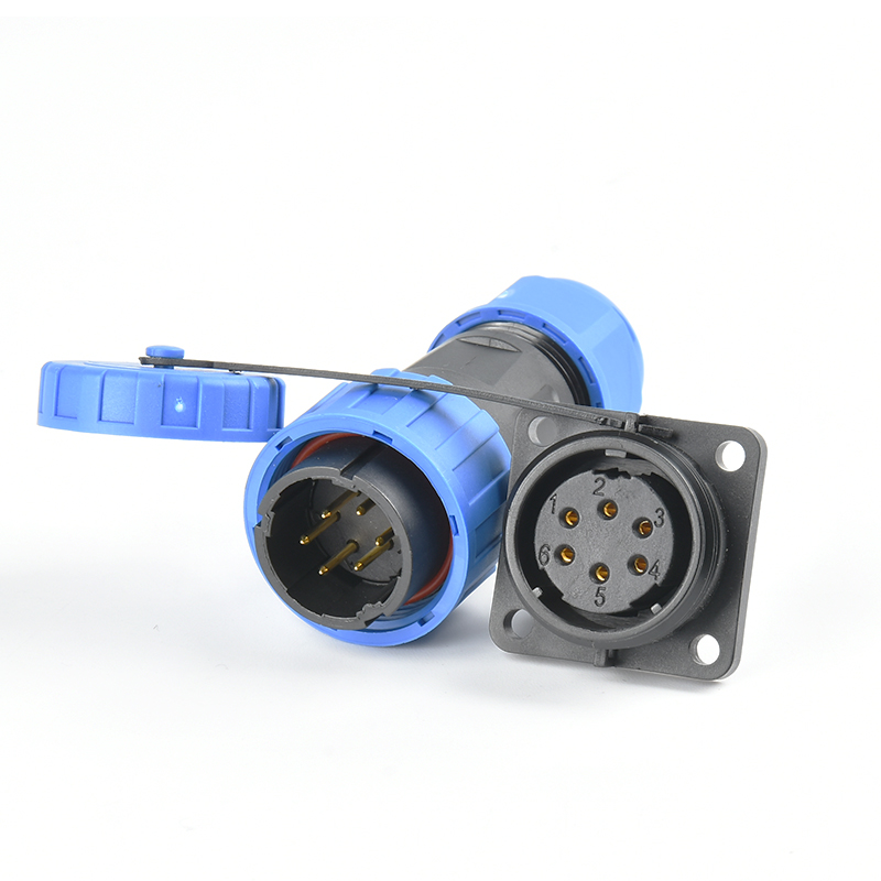 LD28 4p-5-6-7p-11-pin unwelded waterproof connector, male busbar plug socket, square panel installation, quick disconnect partition connector, 45A 10AWG threaded connection