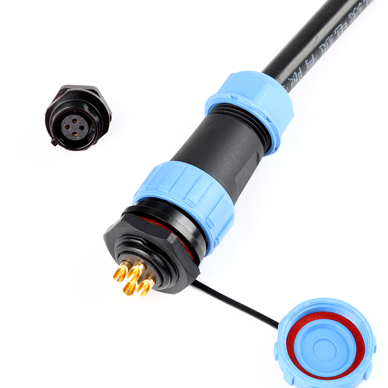 SP13-29 Welding Waterproof Electrical Circular 2-pin Connector Male and Female Cable Plug Socket 30A Suitable for LED/Power/Lighting Equipment