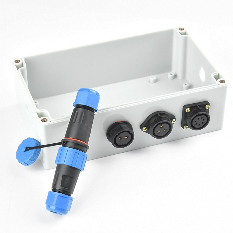 LD28 4p-5-6-7p-11-pin unwelded waterproof connector, male busbar plug socket, square panel installation, quick disconnect partition connector, 45A 10AWG threaded connection