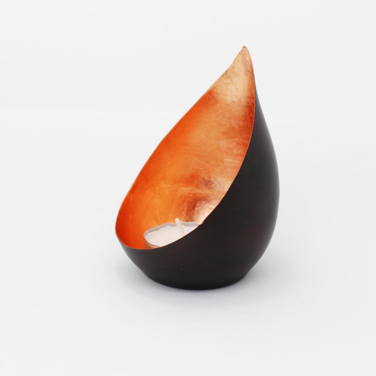 Theelichthouder Flame – Brons