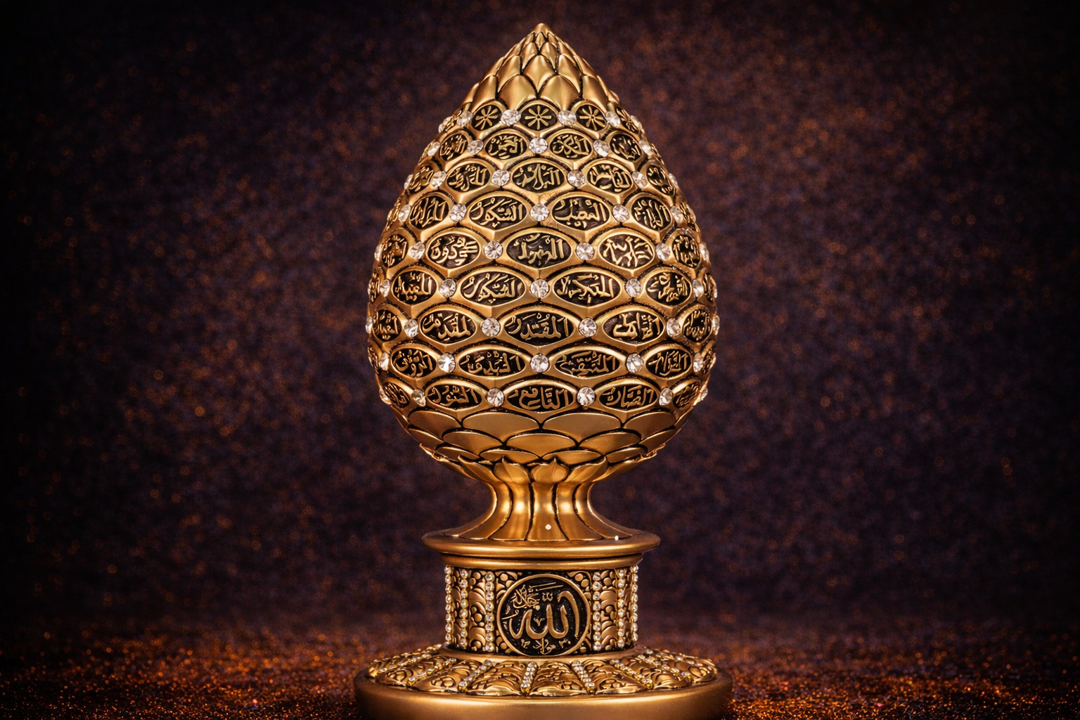 Dennenappel met de 99 Namen van Allah