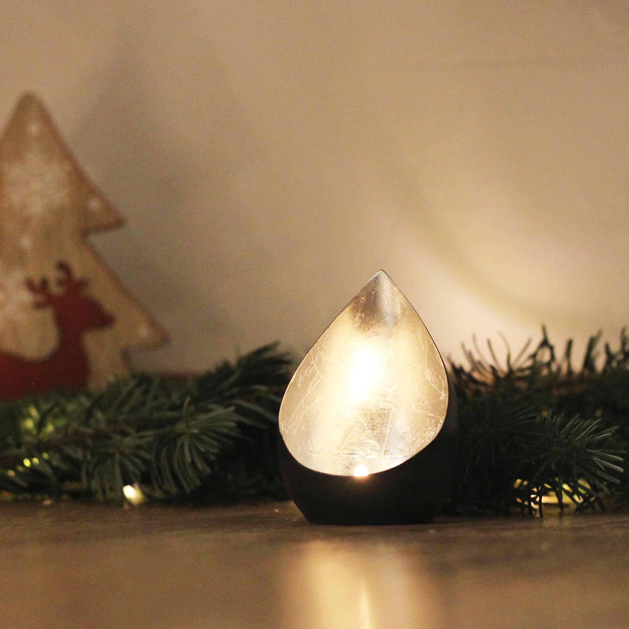 Theelichthouder Flame – Zilver