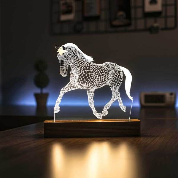 LED 3D Tafellamp – Rennend Paard