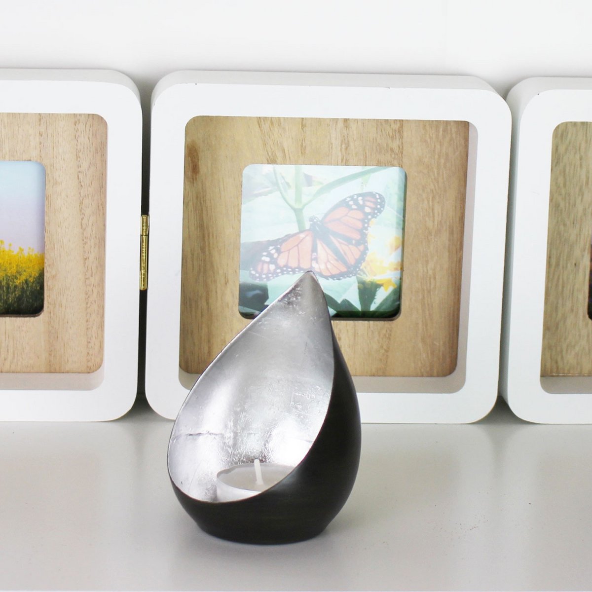 Theelichthouder Flame – Zilver