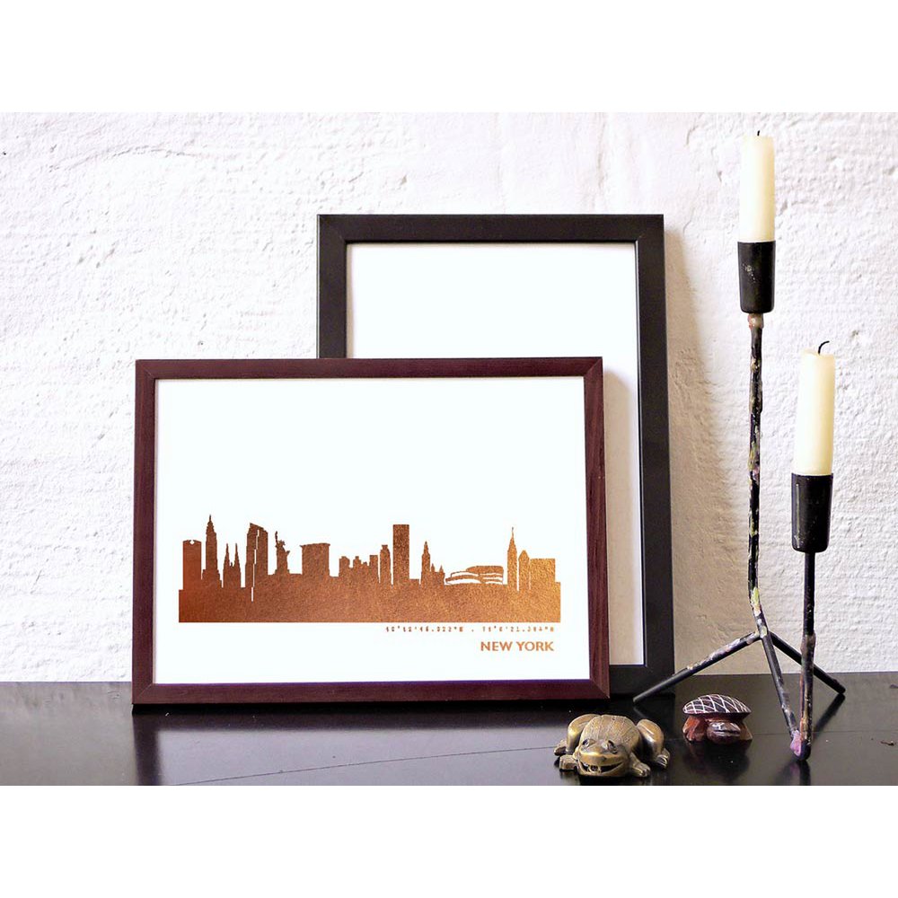New York Skyline gouden Art Print – A4