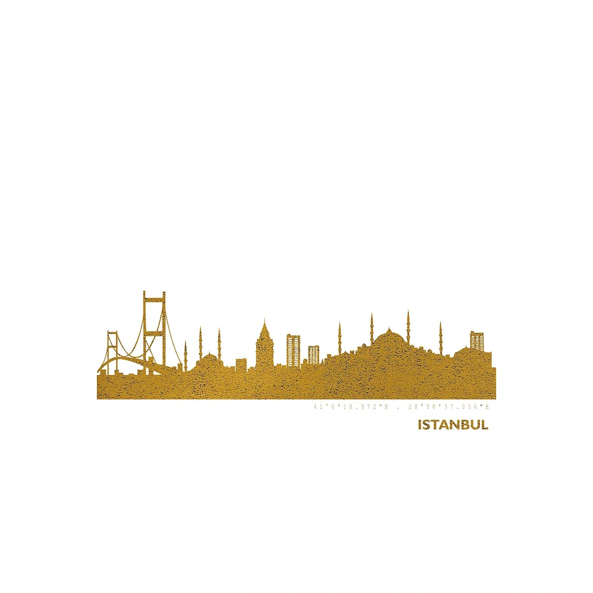 Istanbul Skyline gouden Art Print – A4