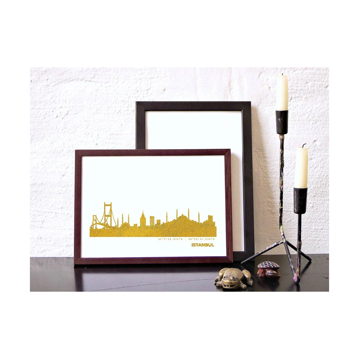 Istanbul Skyline gouden Art Print – A4