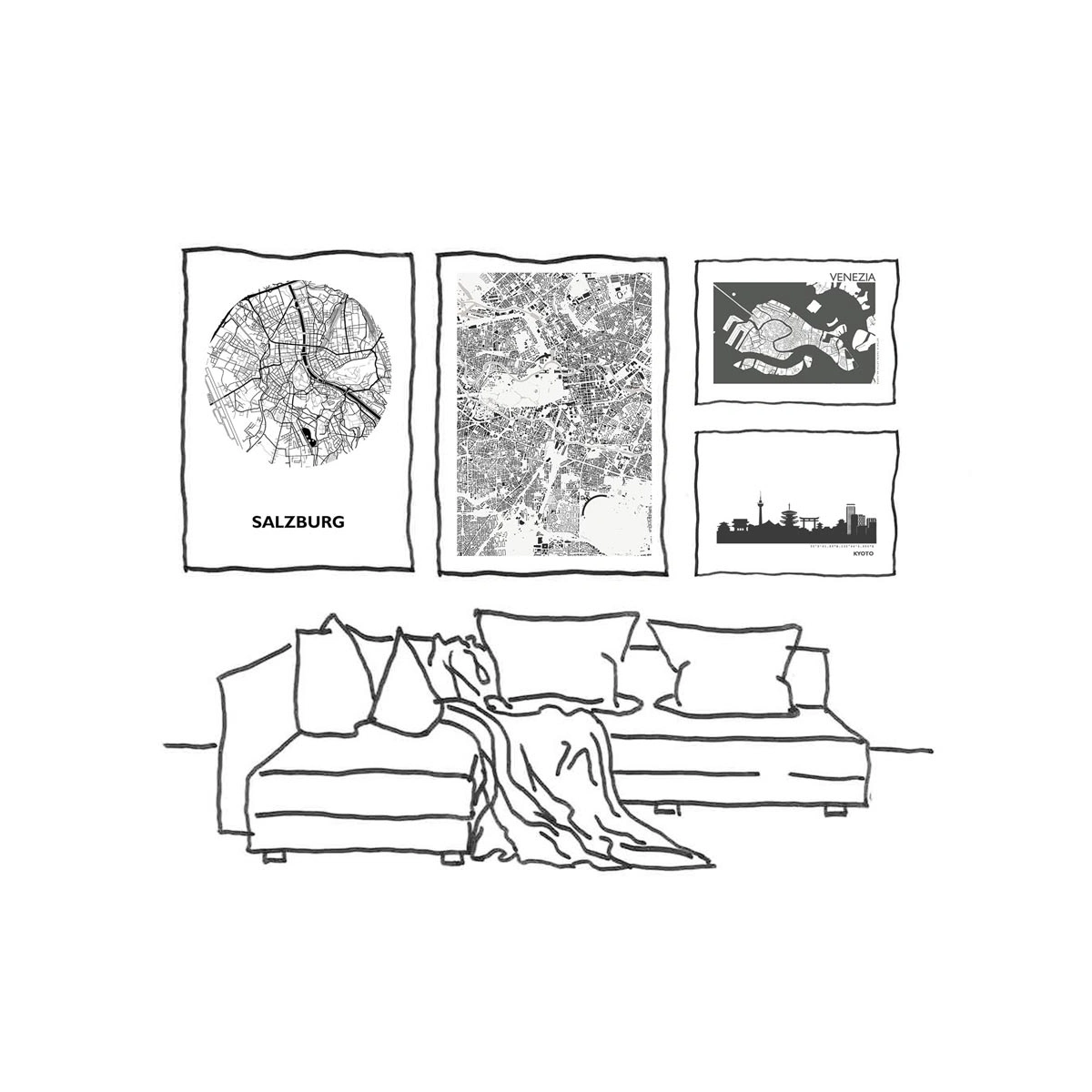 New York Skyline gouden Art Print – A4