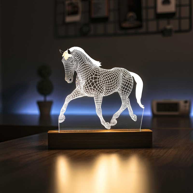 LED 3D Tafellamp – Rennend Paard