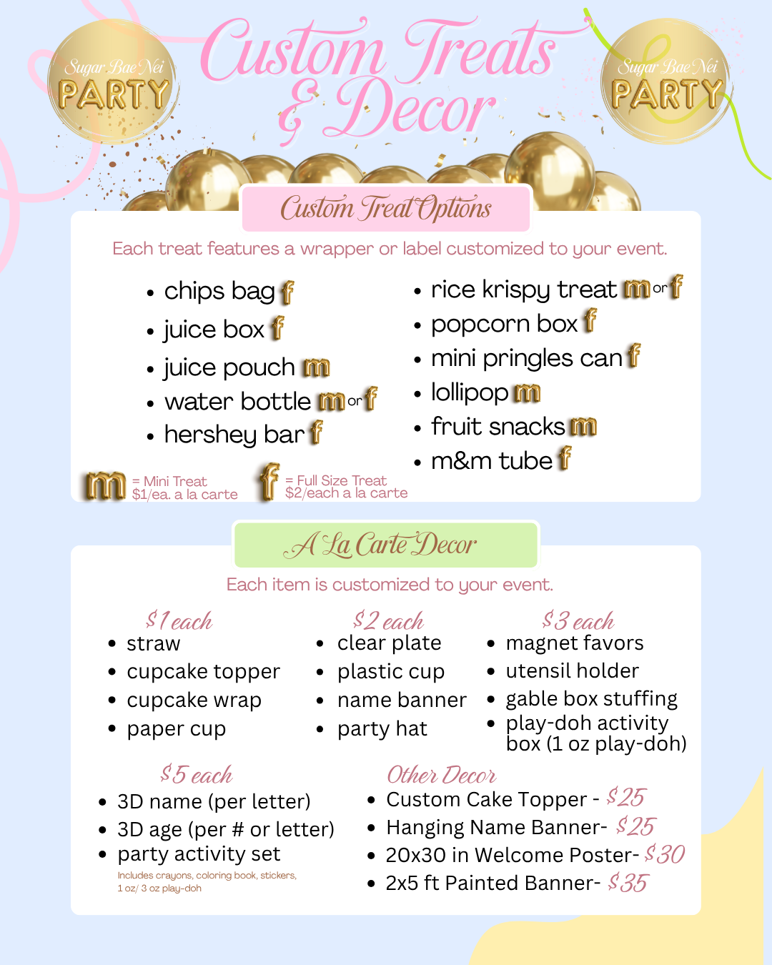 Sugar Bae Nei Party Packages