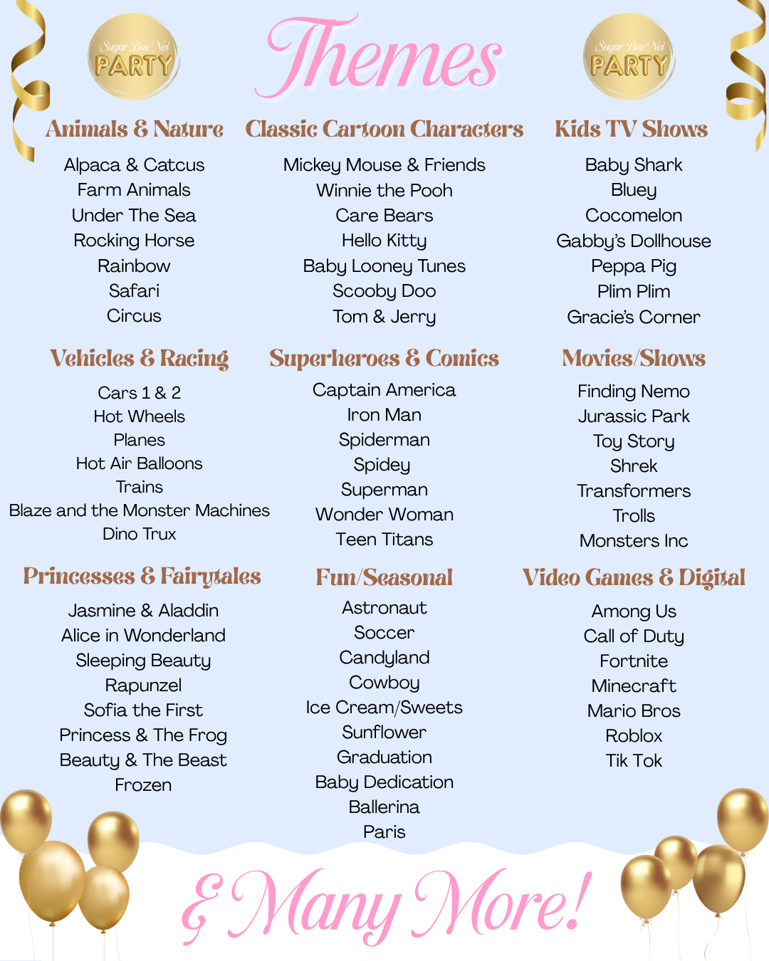 Sugar Bae Nei Party Packages