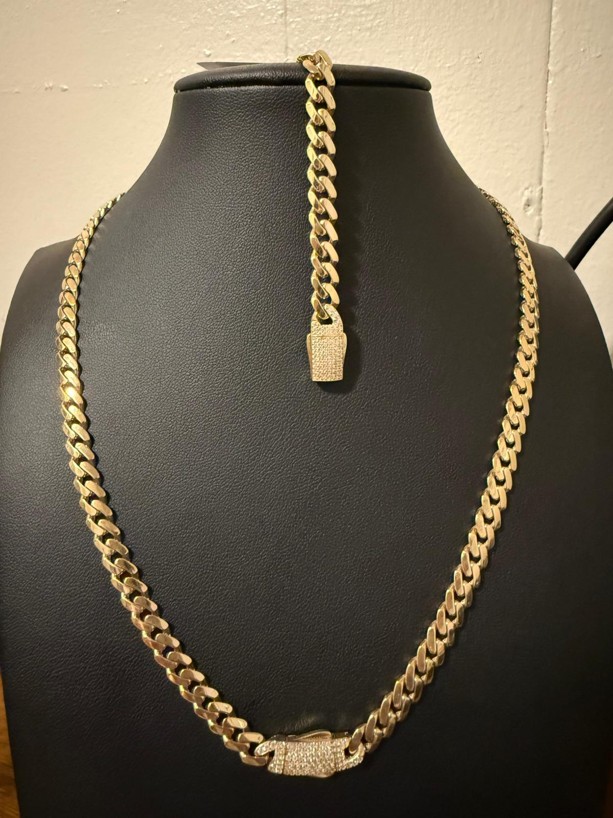 Gold Cuban Link Chain Set