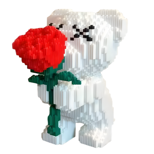 Biały miś z różą