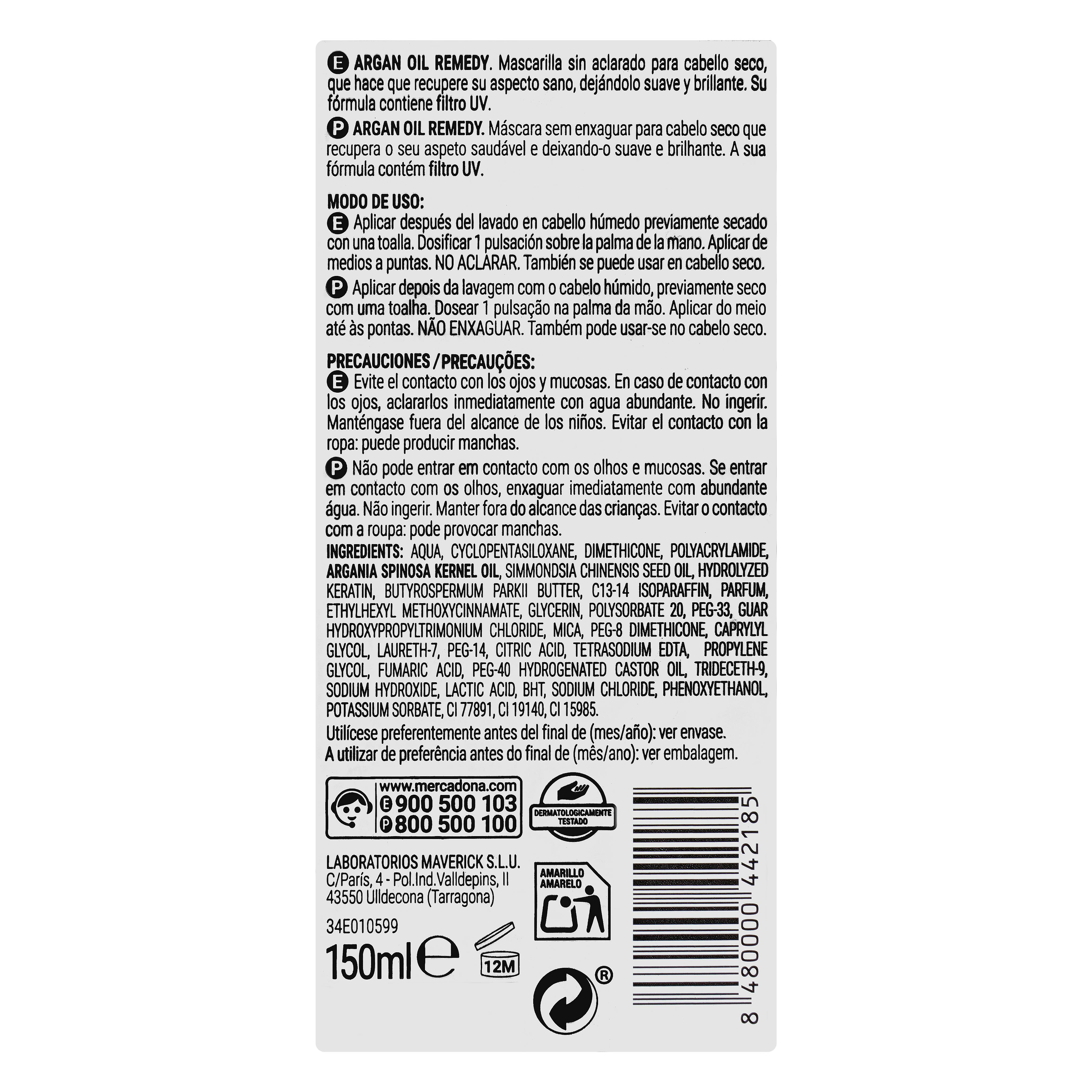 Maska bez spłukiwania Argan Oil