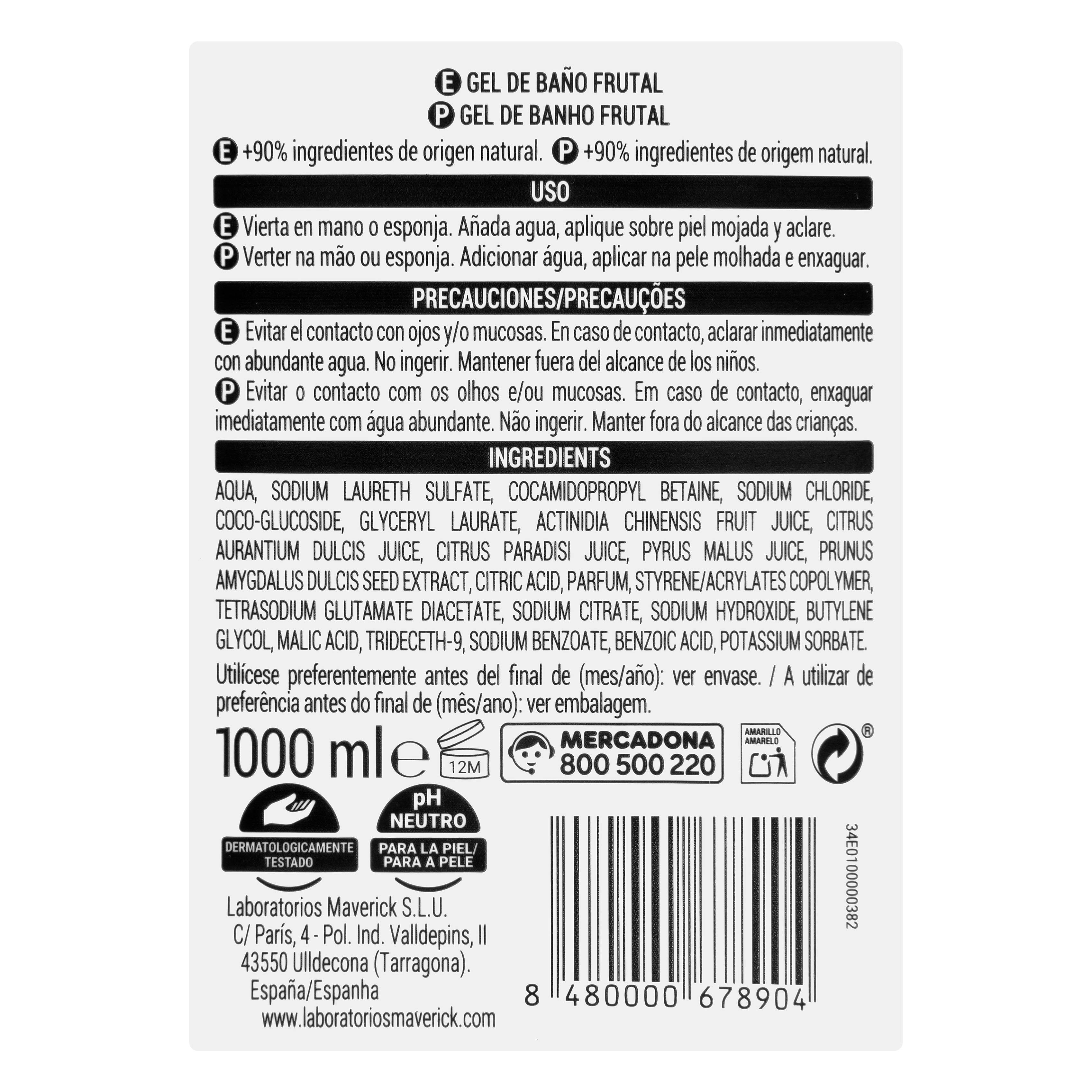 Żel pod prysznic Deliplus Baño Frutal