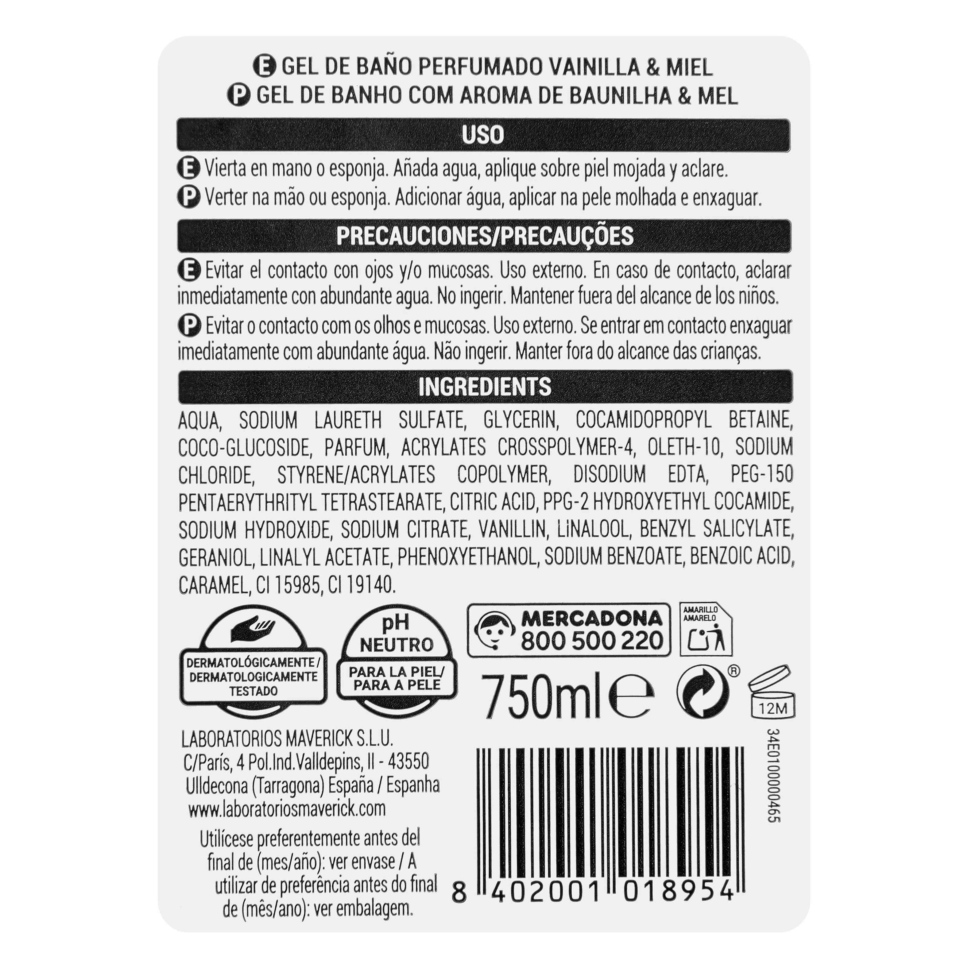 Żel pod prysznic Deliplus Vainilla & Miel