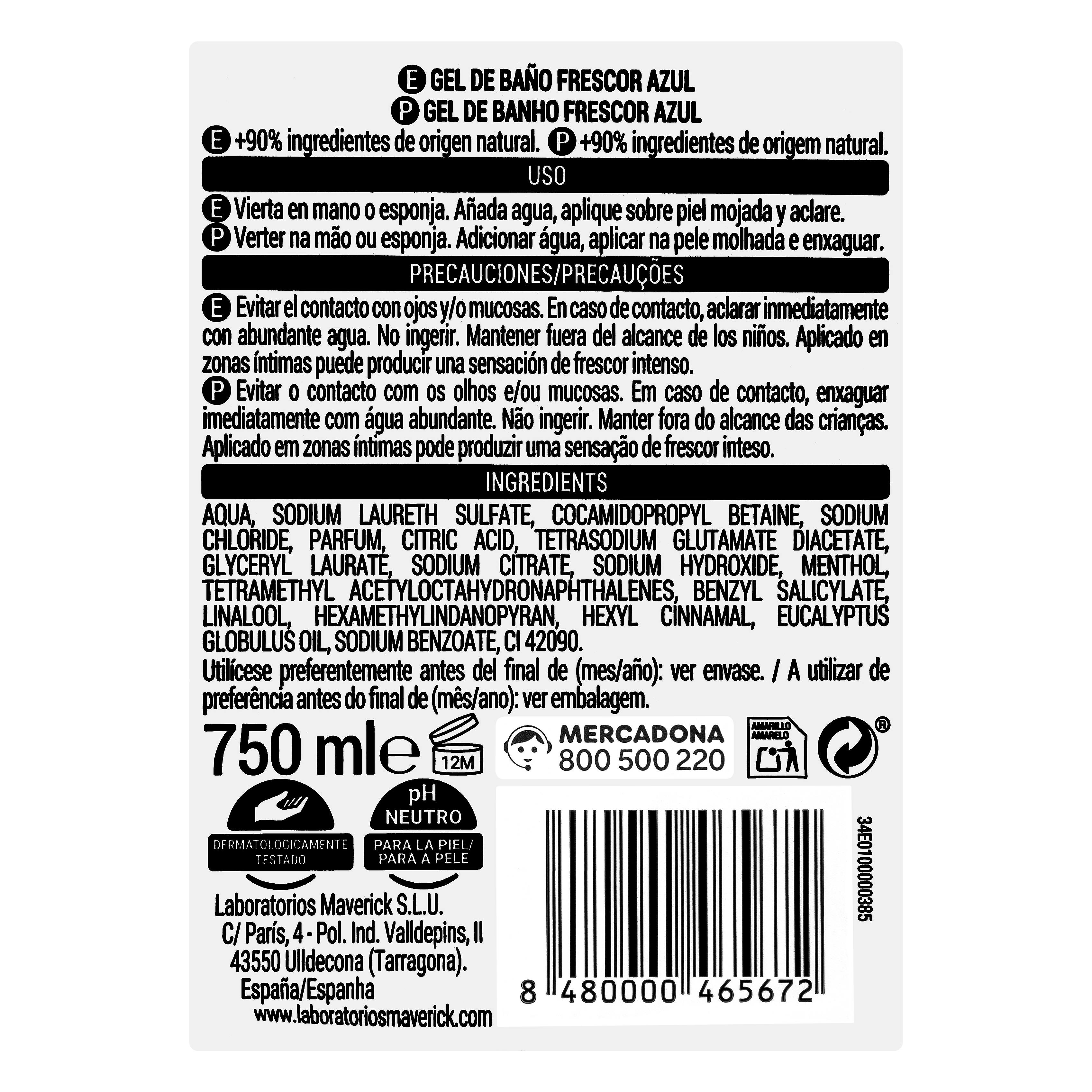 Żel pod prysznic Deliplus Frescor Azul