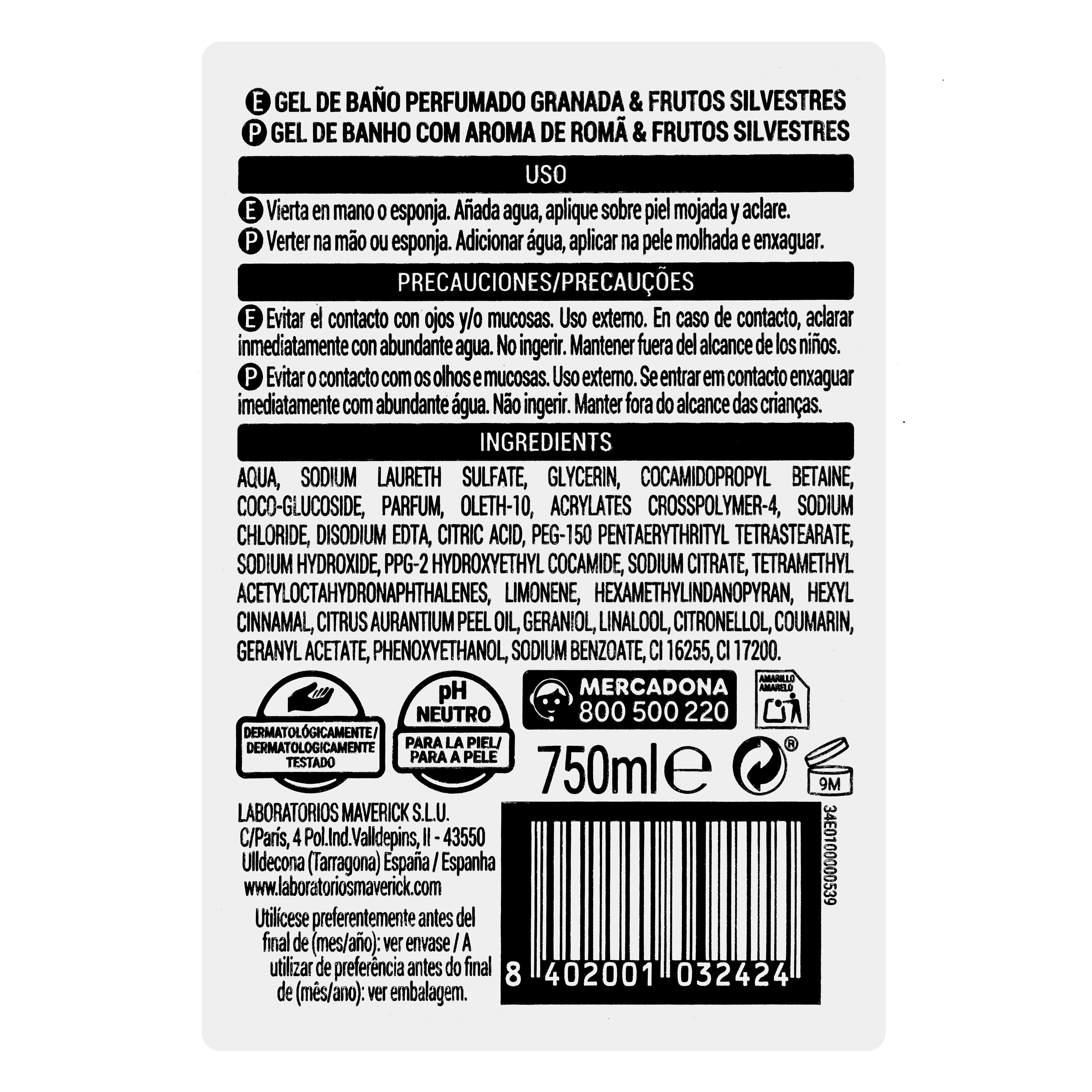 🍒 Żel pod prysznic Granada & Frutos Silvestres