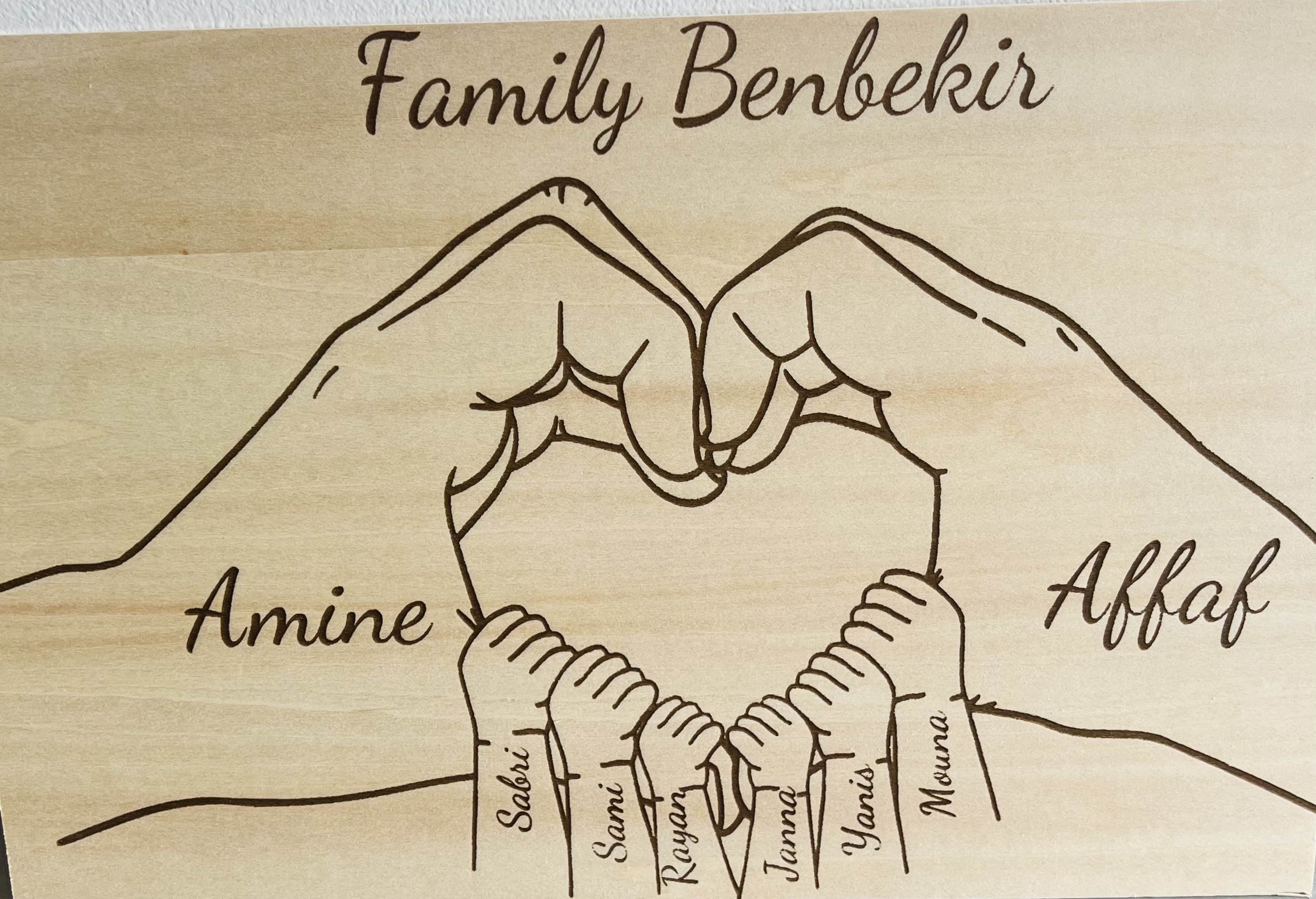 Plaque familial en bois personnalisée