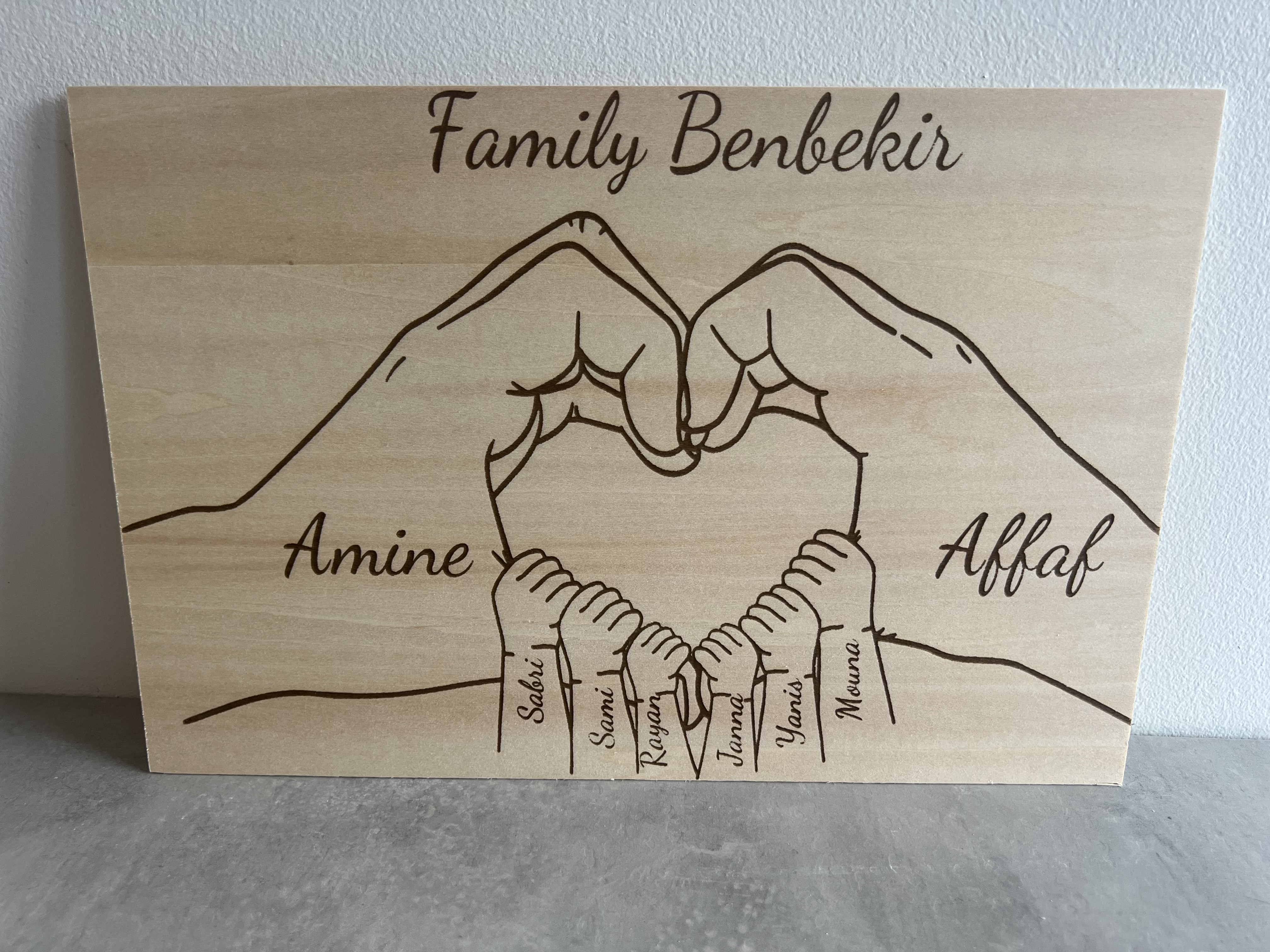 Plaque familial en bois personnalisée