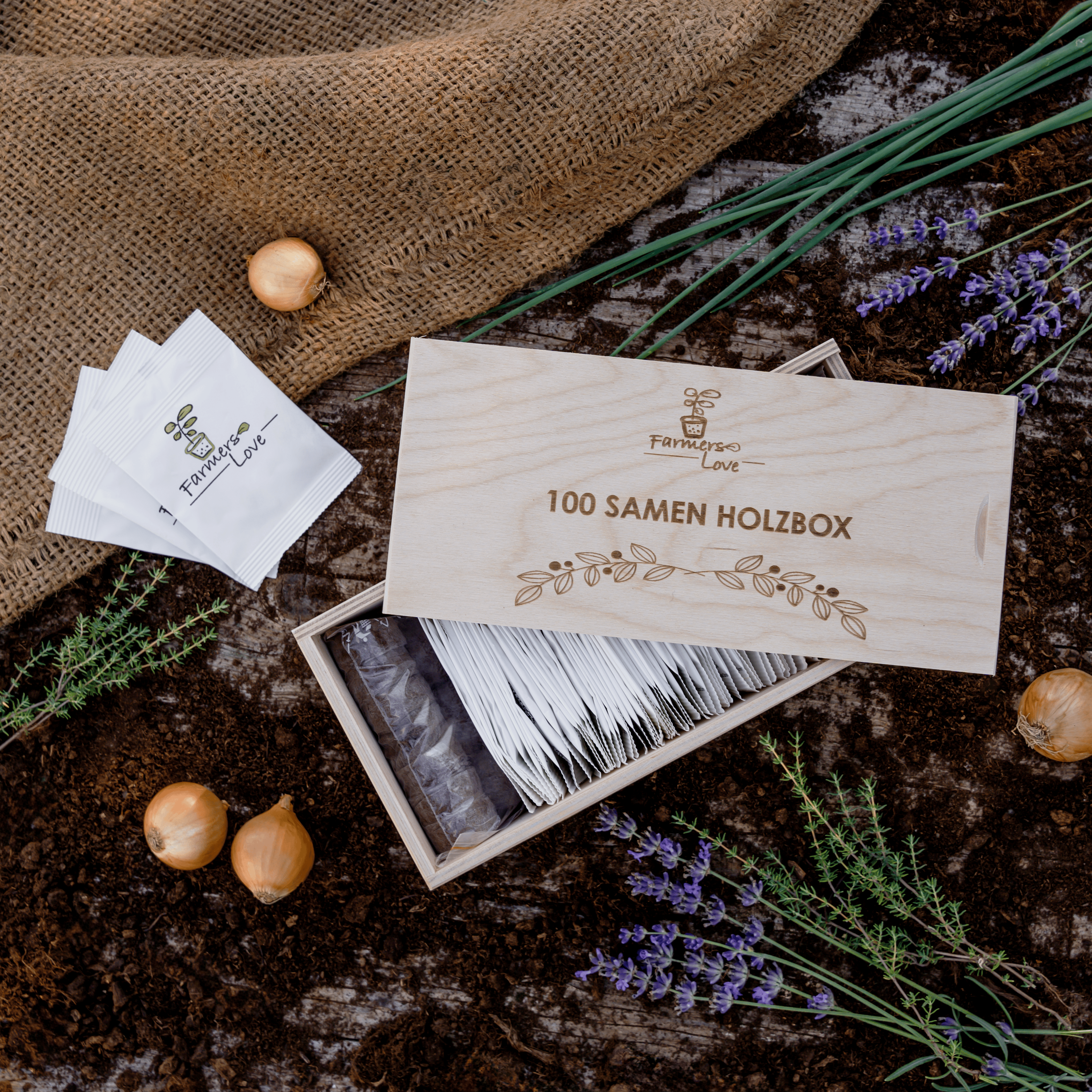 Premium 100 vnt. sėklų rinkinys medinėje dėžutėje