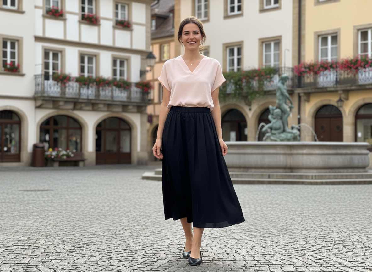 Elegant Black Midi Skirt