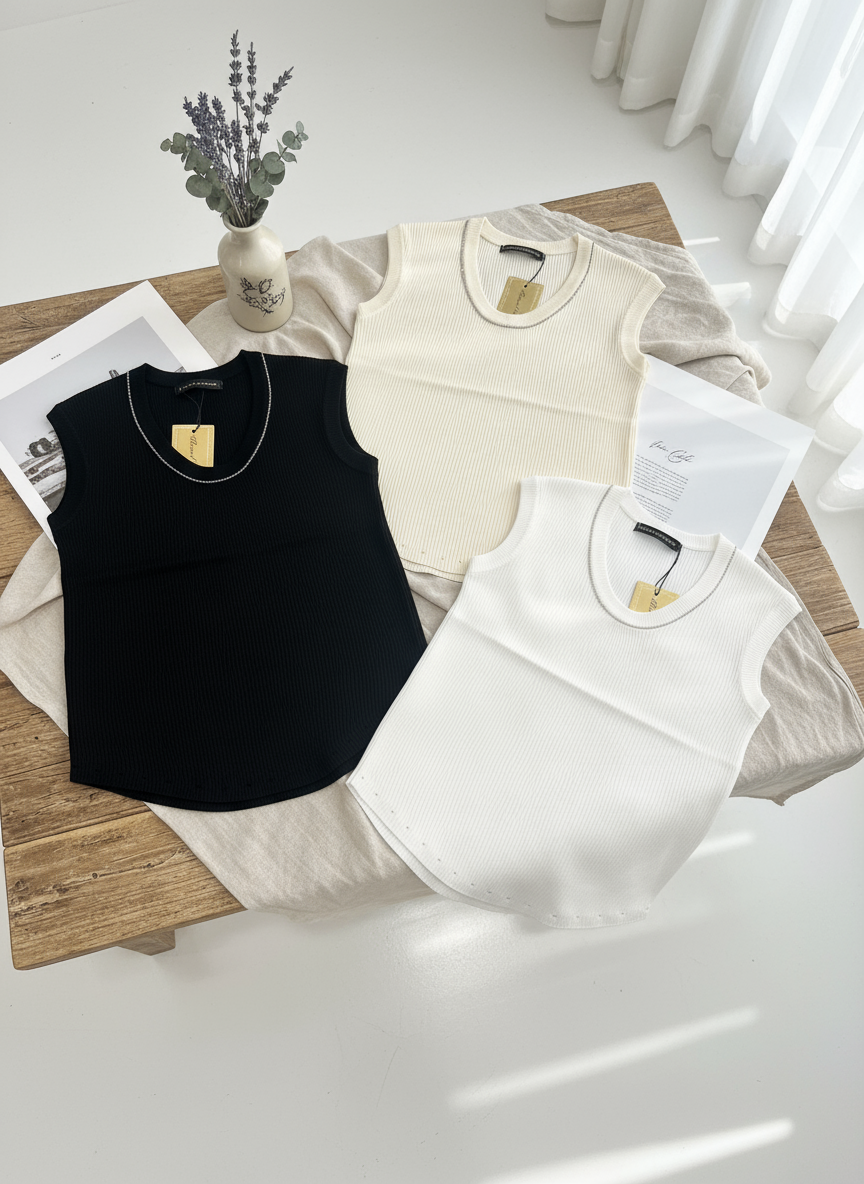 Sleeveless Ribbed Tank Top