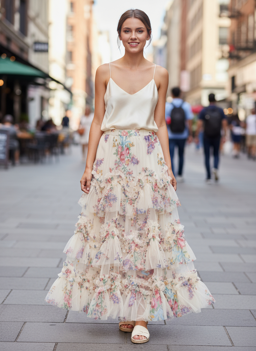 Floral Layered Maxi Skirt