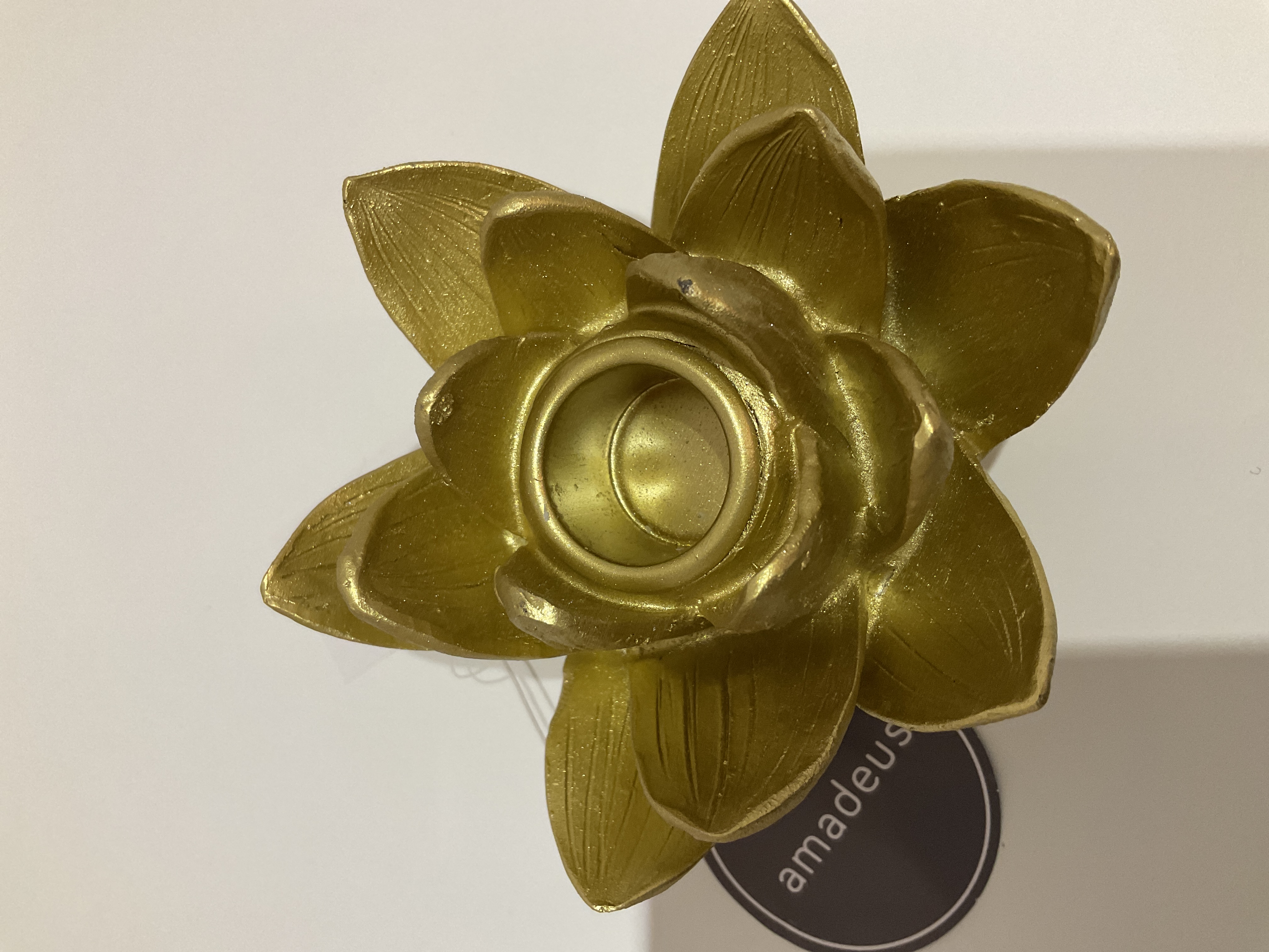 Portavelas flor dorado