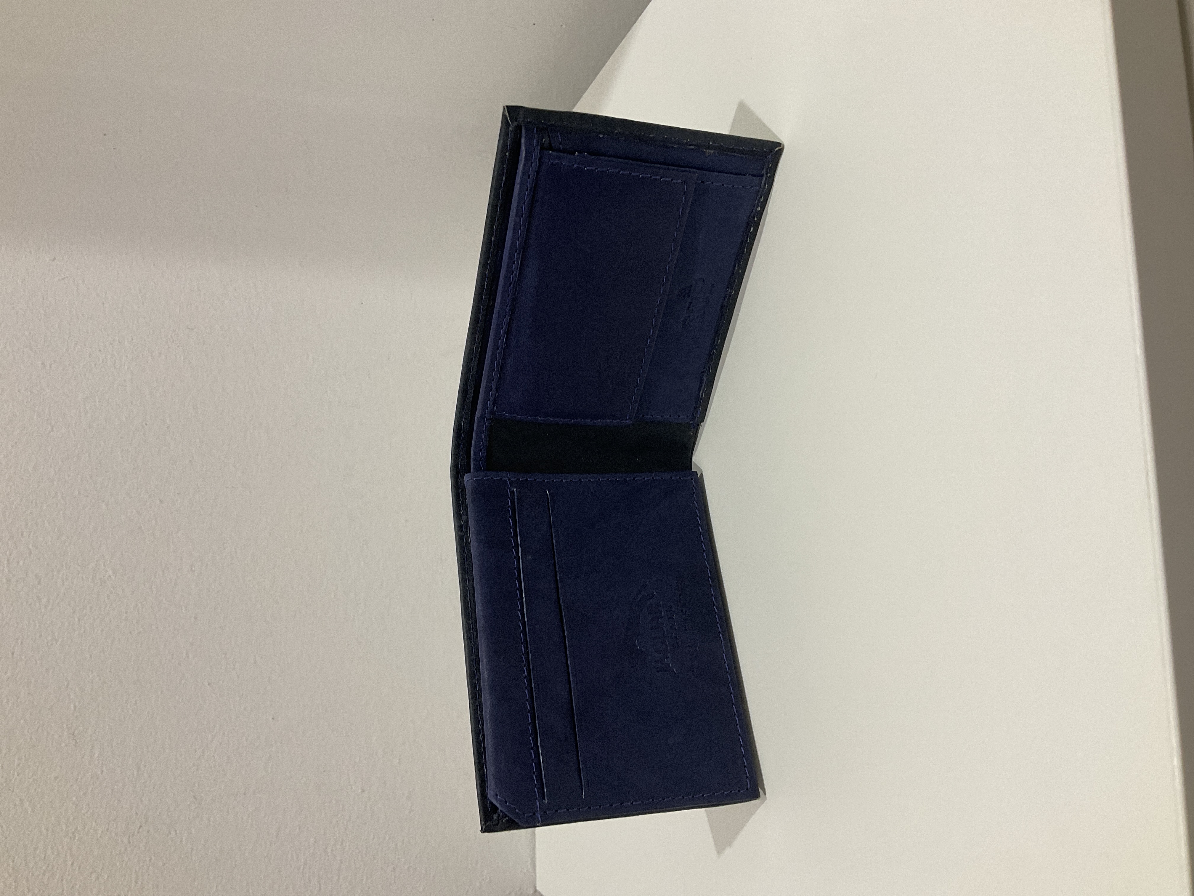 Cartera de piel azul