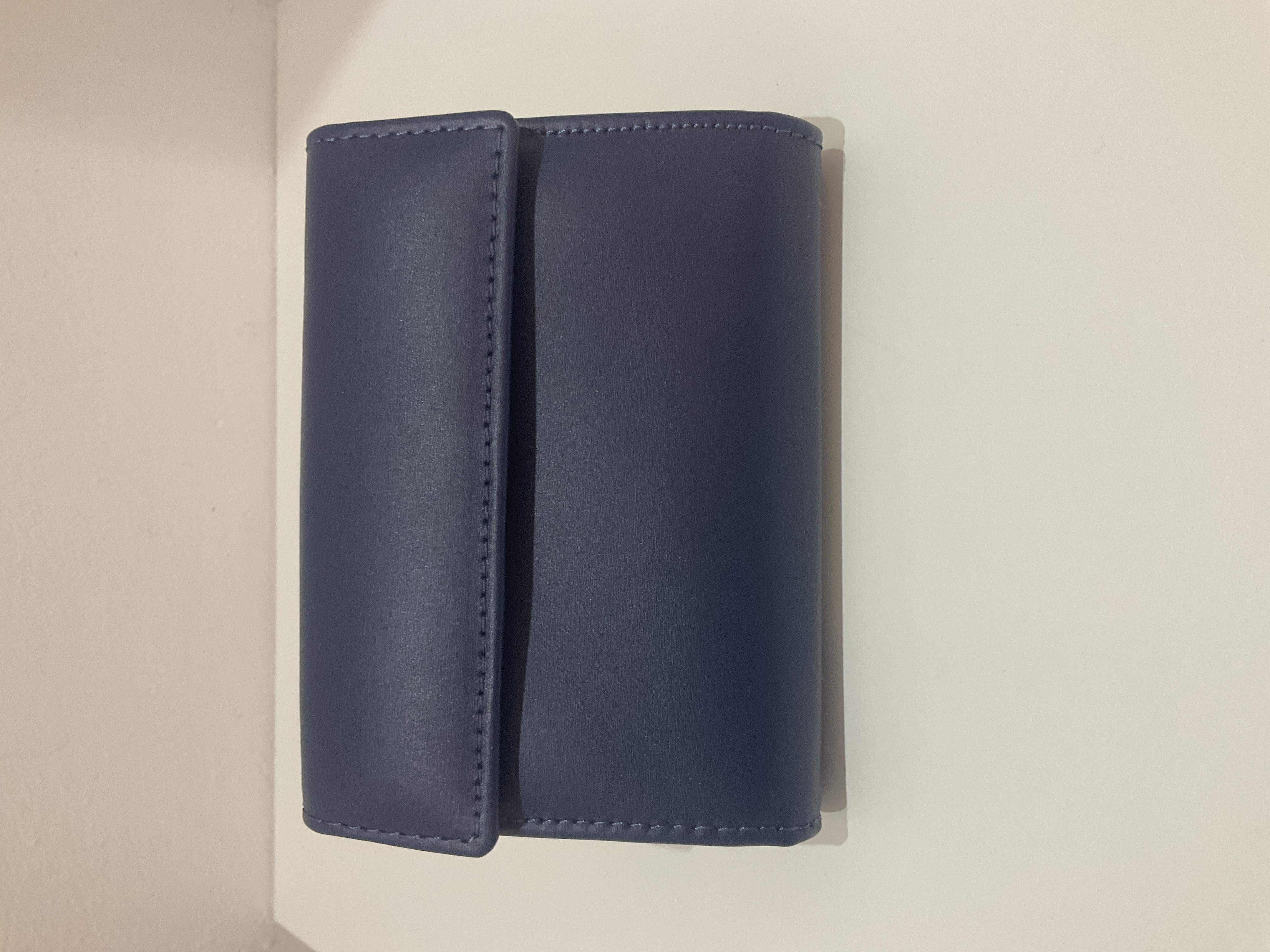 Cartera  de piel azul con cierre animal print