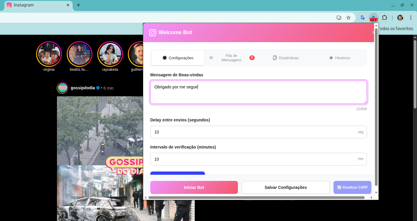 Welcome Bot para Instagram