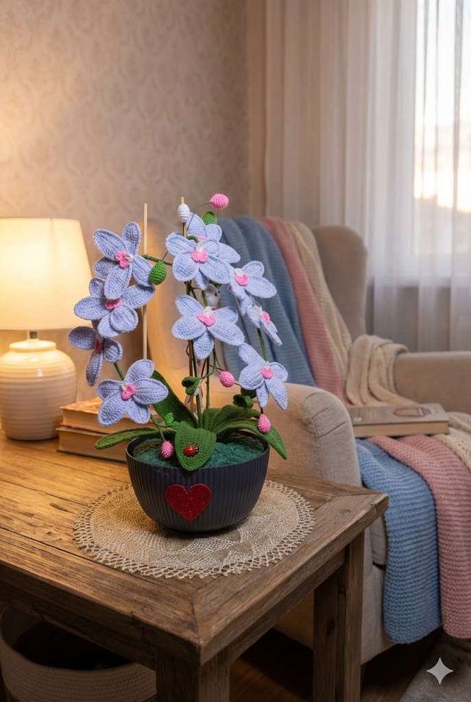 El Yapımı Örgü Çiçek Saksısı