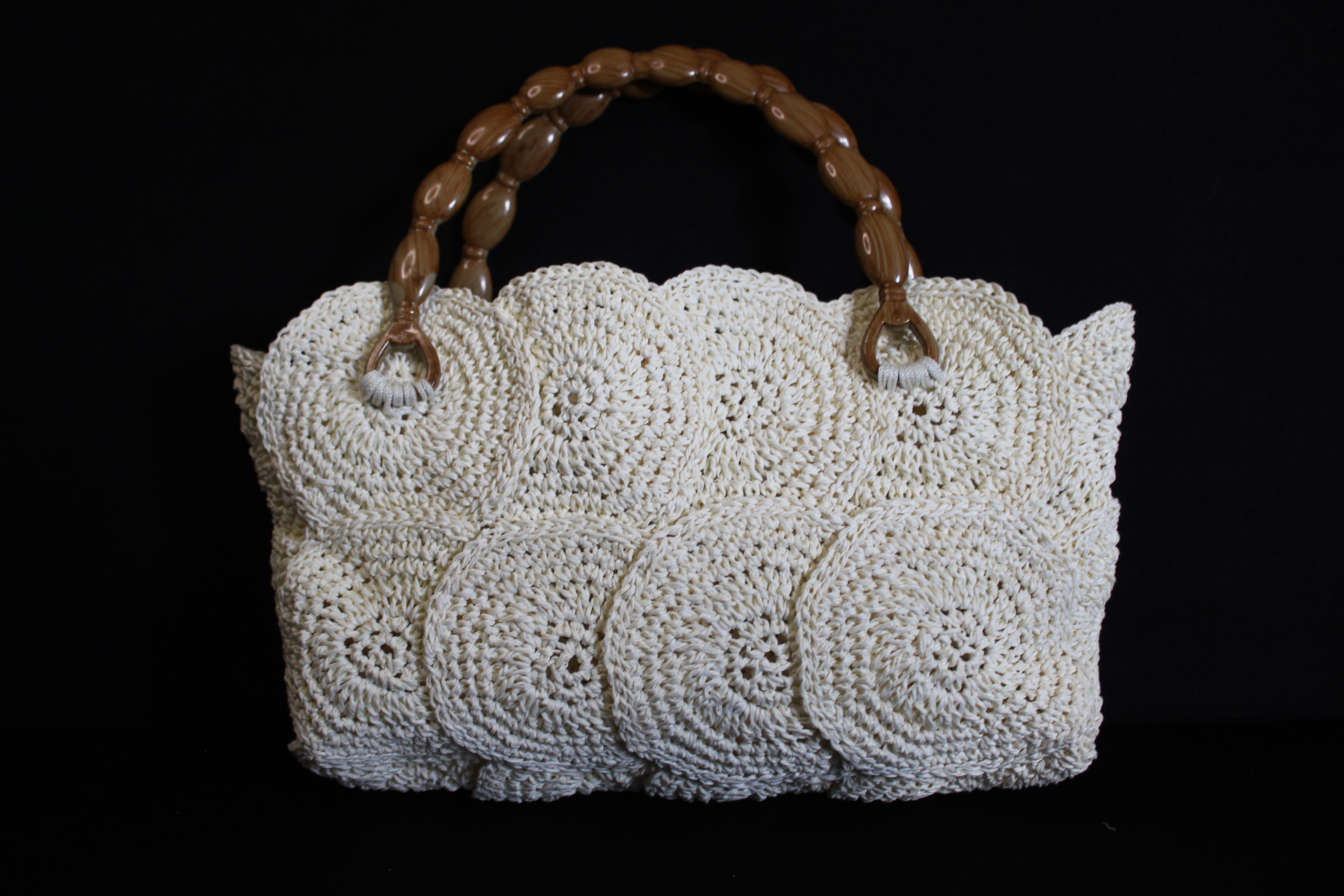 Yuvarlak Motifli Örgü Çanta