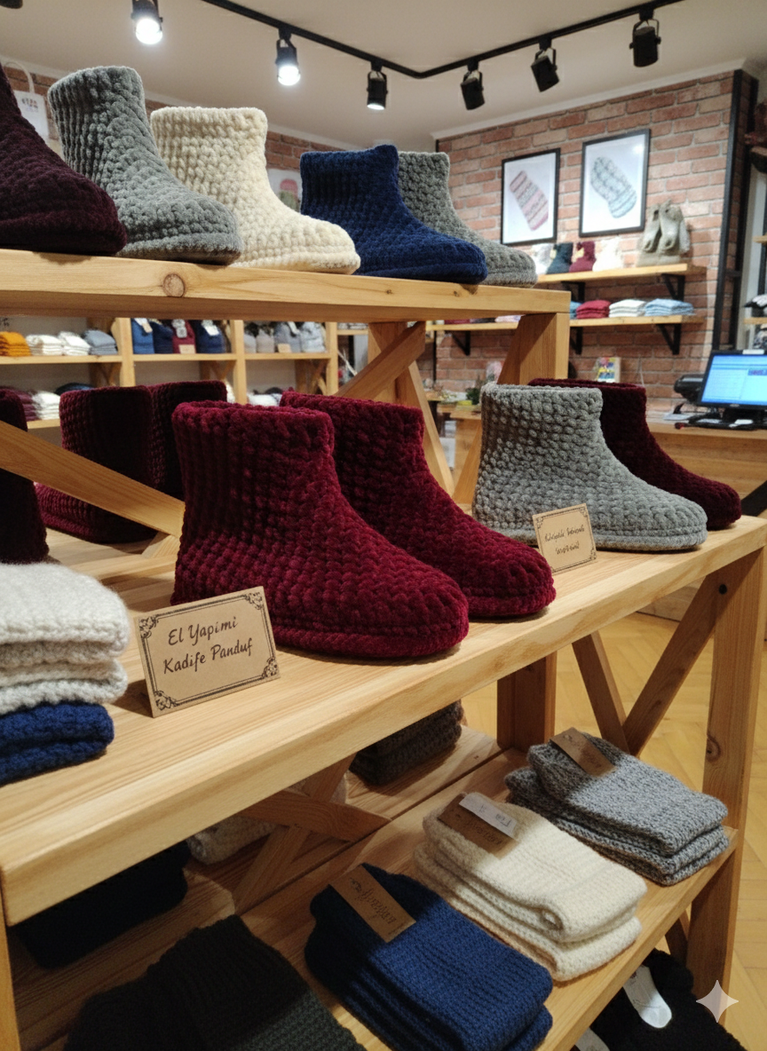 Kadife Örgü Panduf