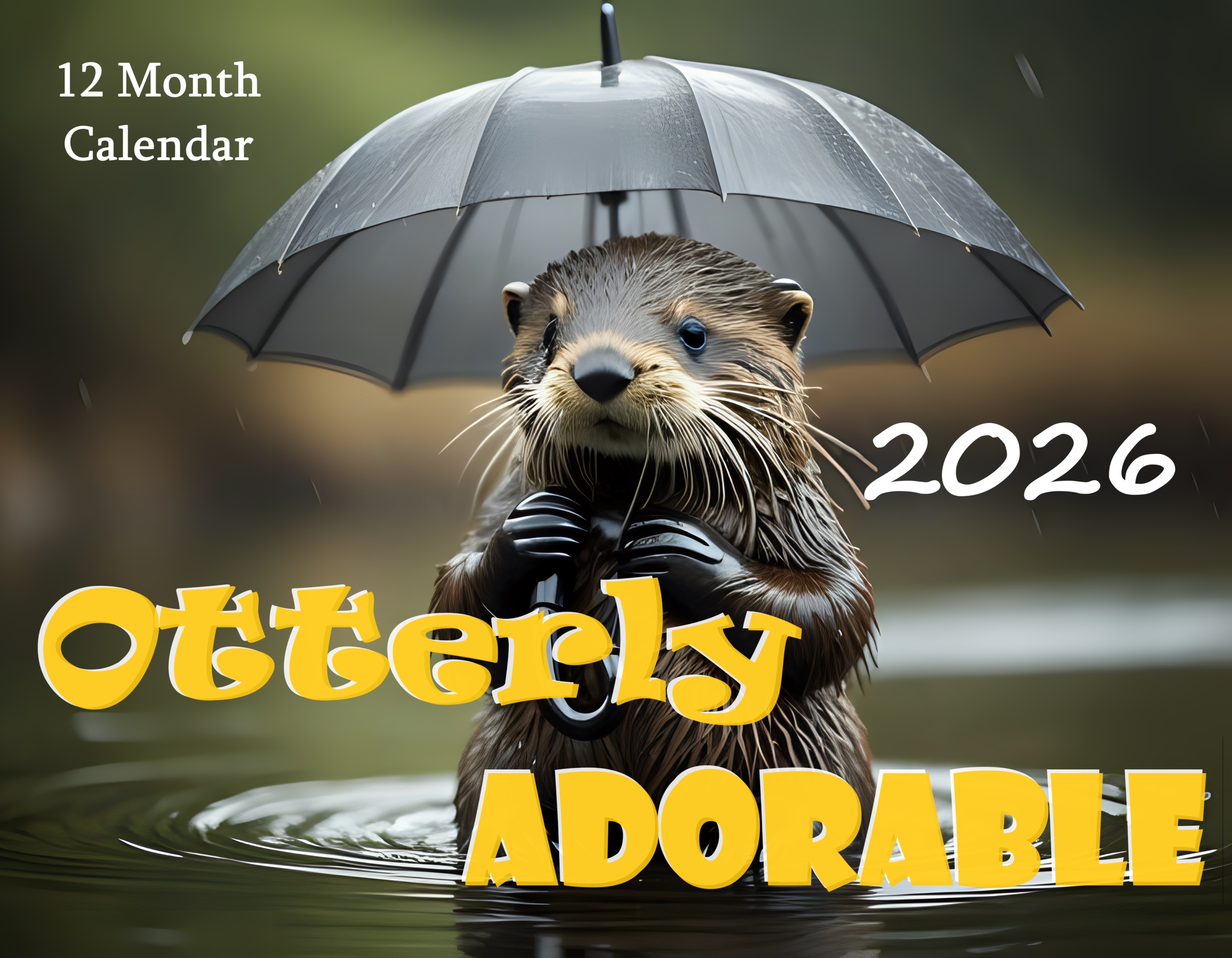 Otterly Adorable: 12 Month Otter Lover Monthly Wall Calendar
