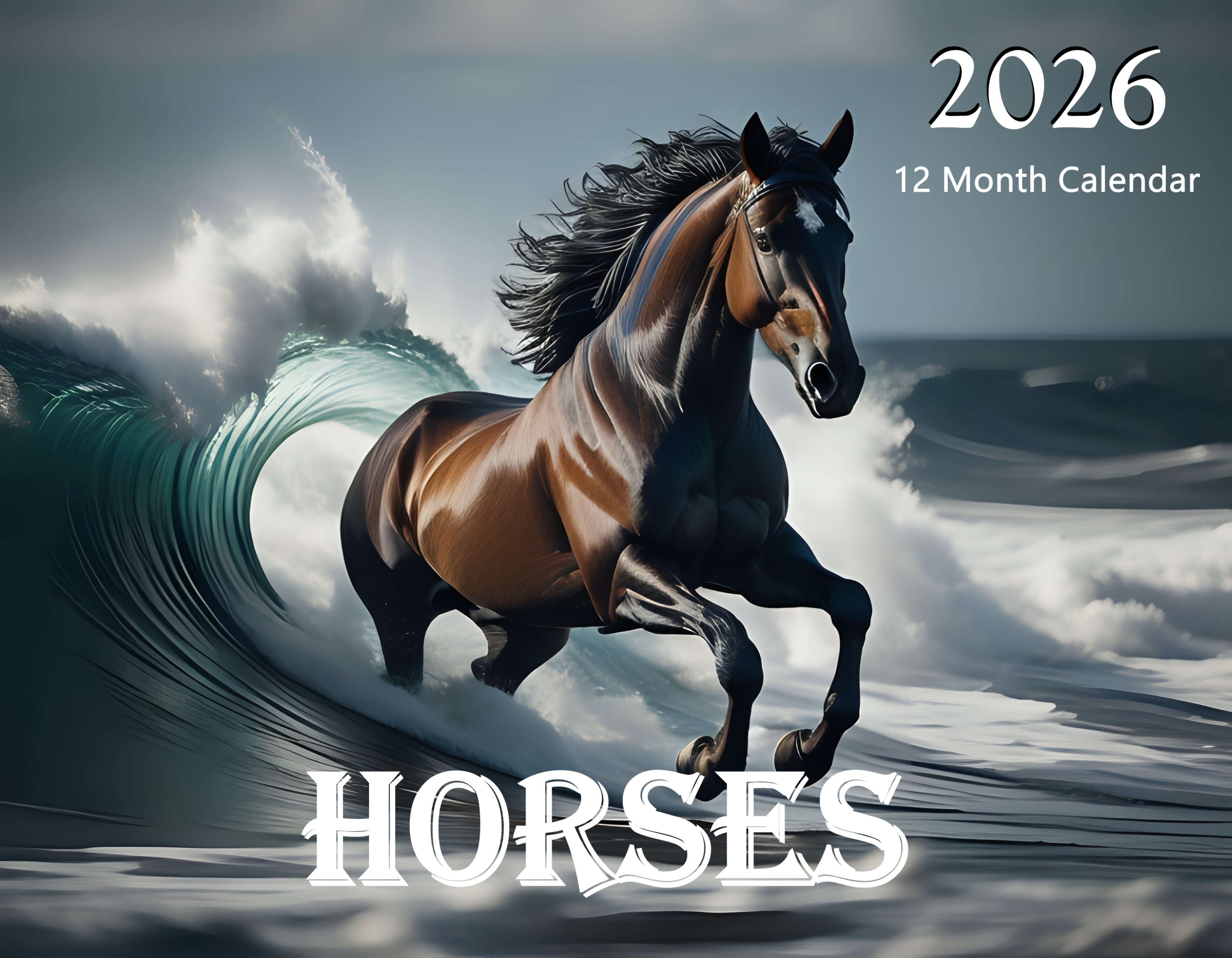 Horses: 12 Month Horse Lover Monthly Wall Calendar