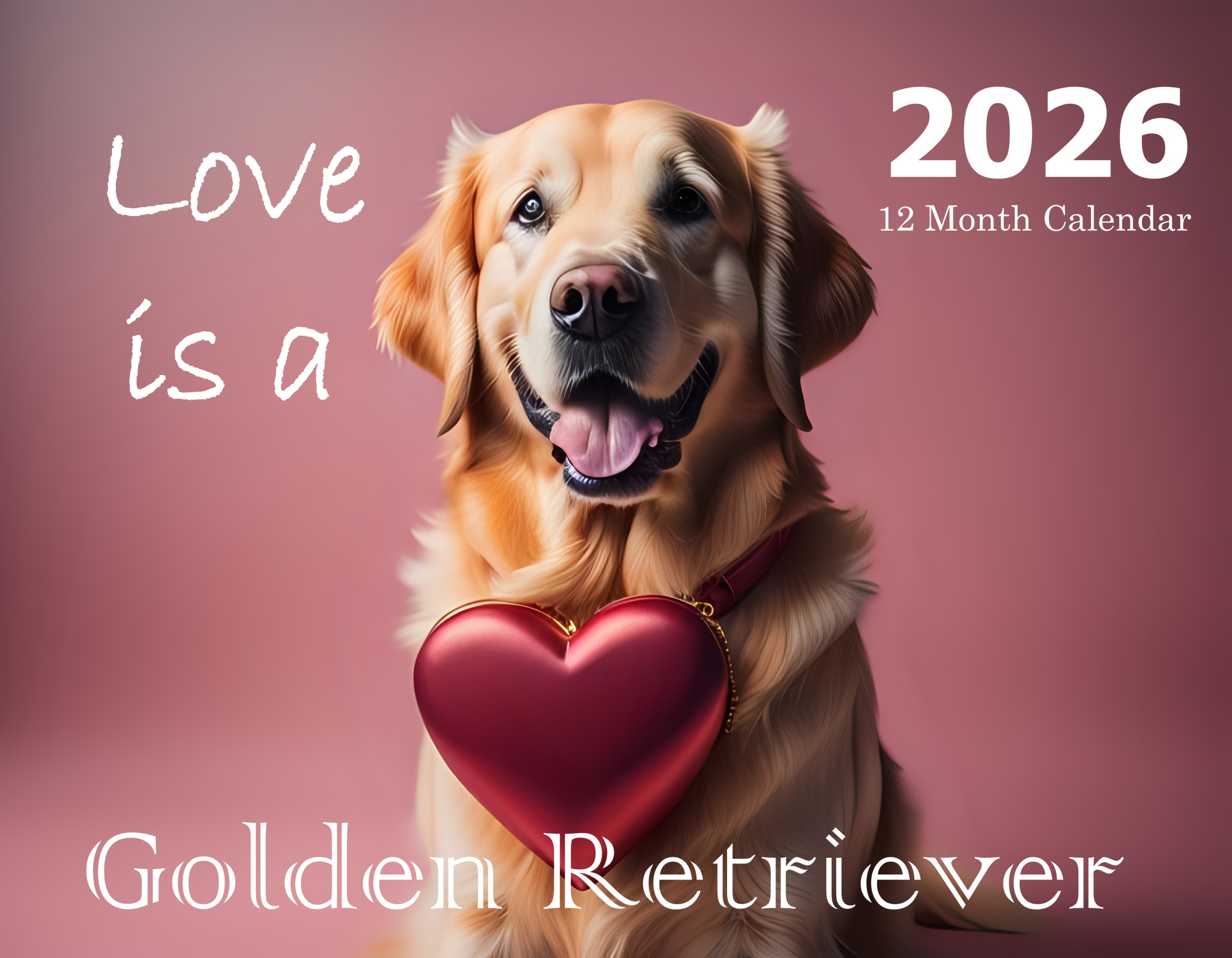 Golden Retriever: 12 Month Golden Retriever Breed Puppy Dog Lover Monthly Wall Calendar