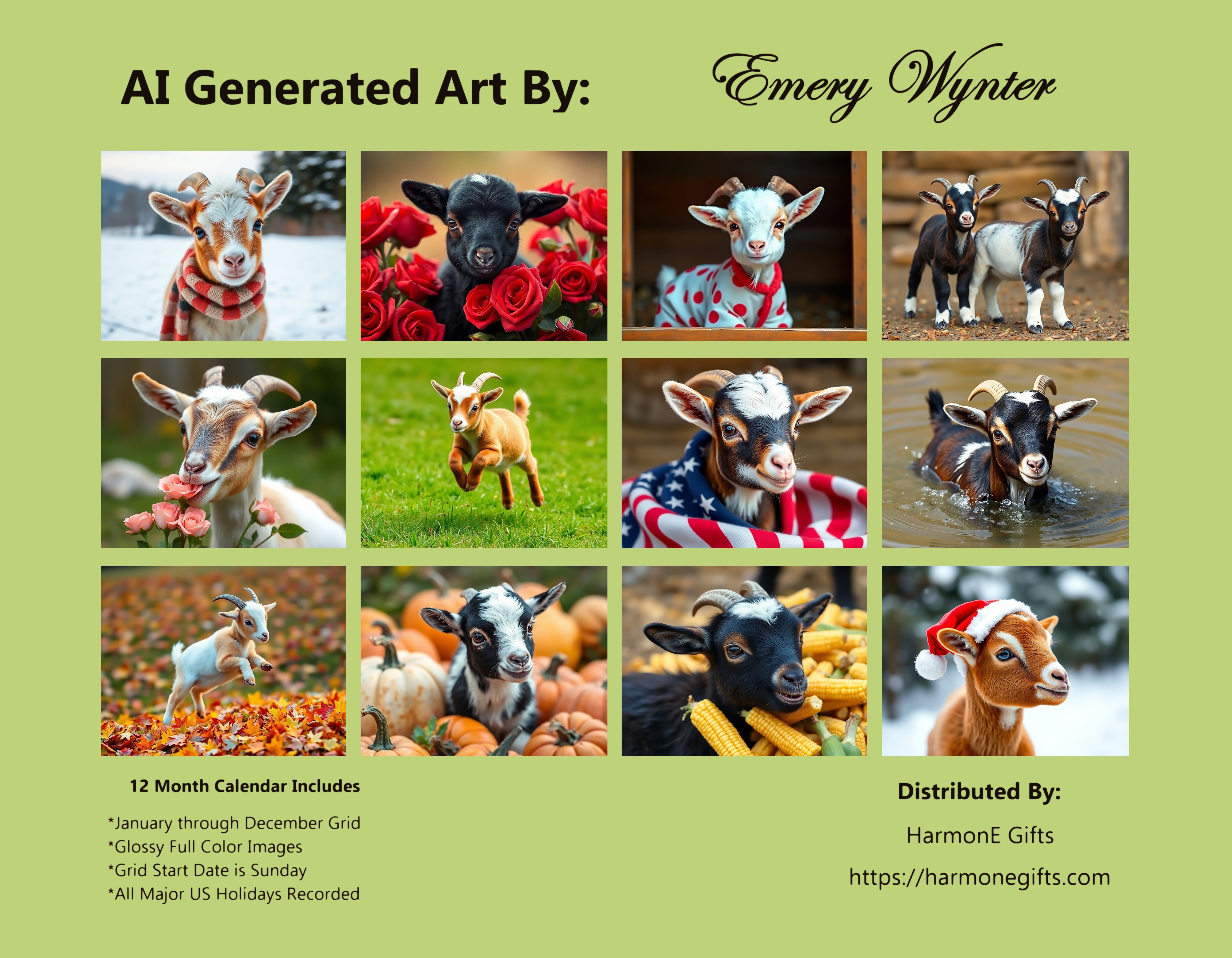 Giddy Goats: 12 Month Goat Lover Monthly Wall Calendar