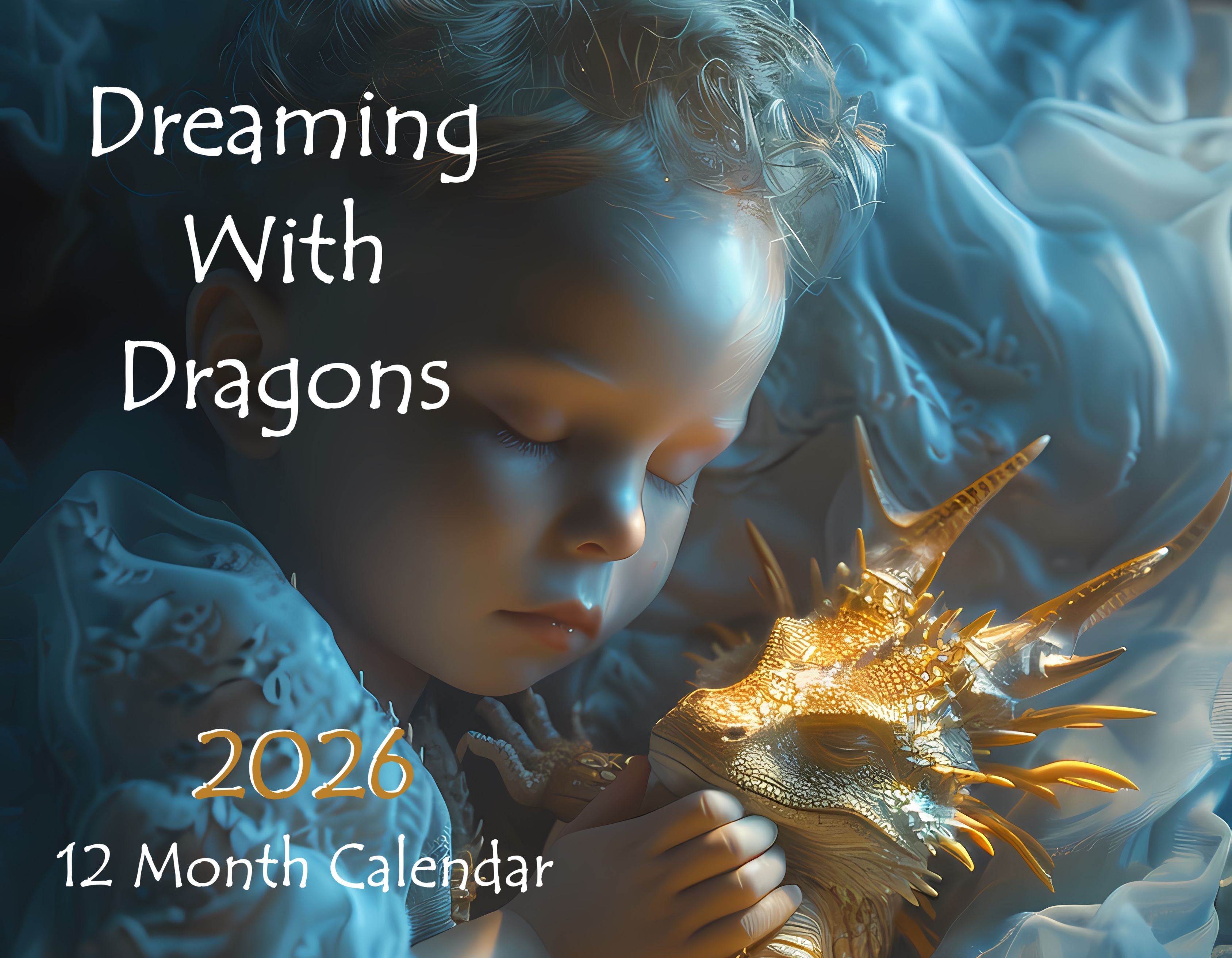 Dreaming With Dragons: 12 Month Fantasy Babies Cuddling with a Dragon Monthly Wall Calendar