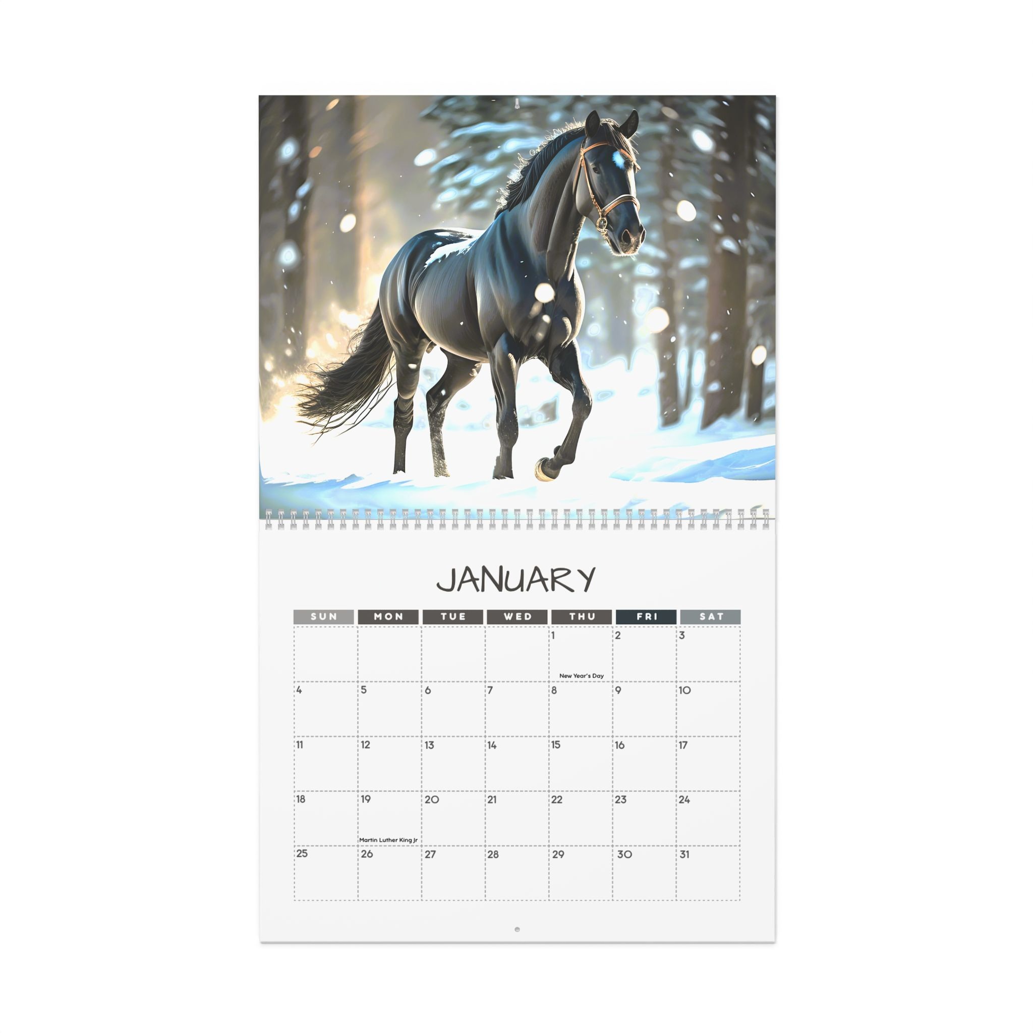 Horses: 12 Month Horse Lover Monthly Wall Calendar