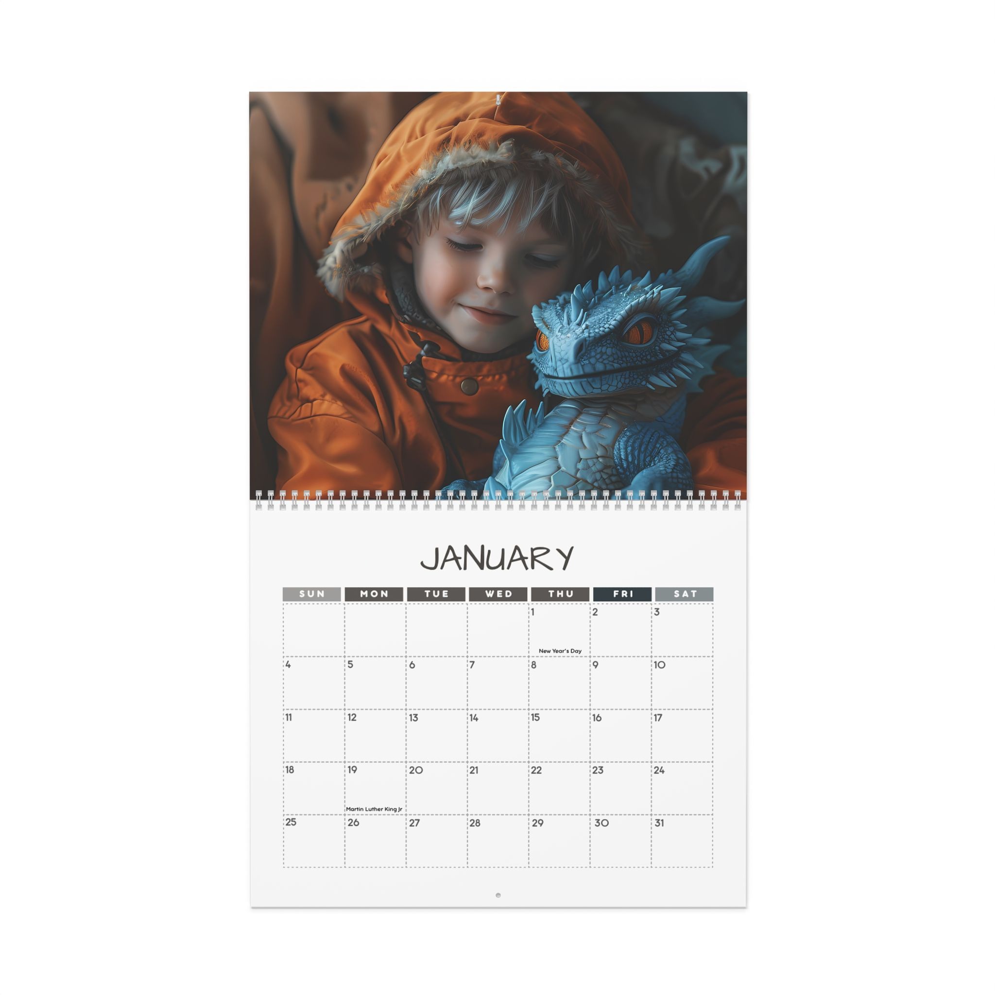 Dreaming With Dragons: 12 Month Fantasy Babies Cuddling with a Dragon Monthly Wall Calendar