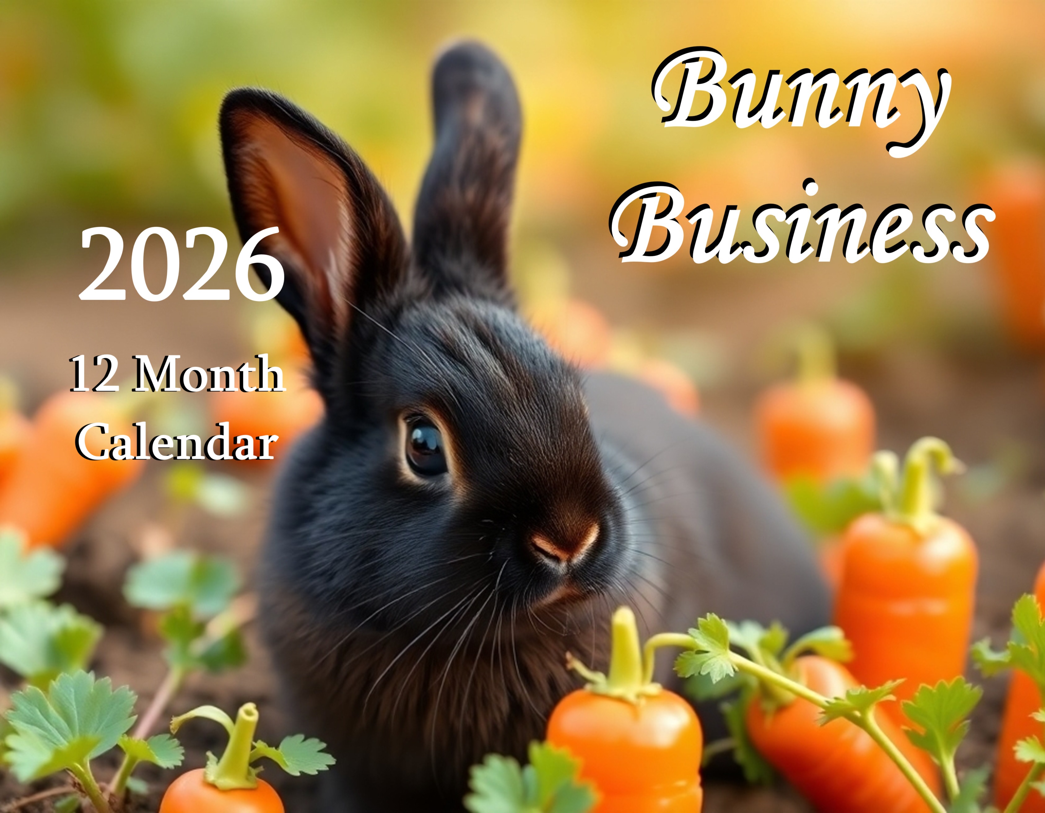 Bunny Business: 12 Month Rabbit Lover Monthly Wall Calendar