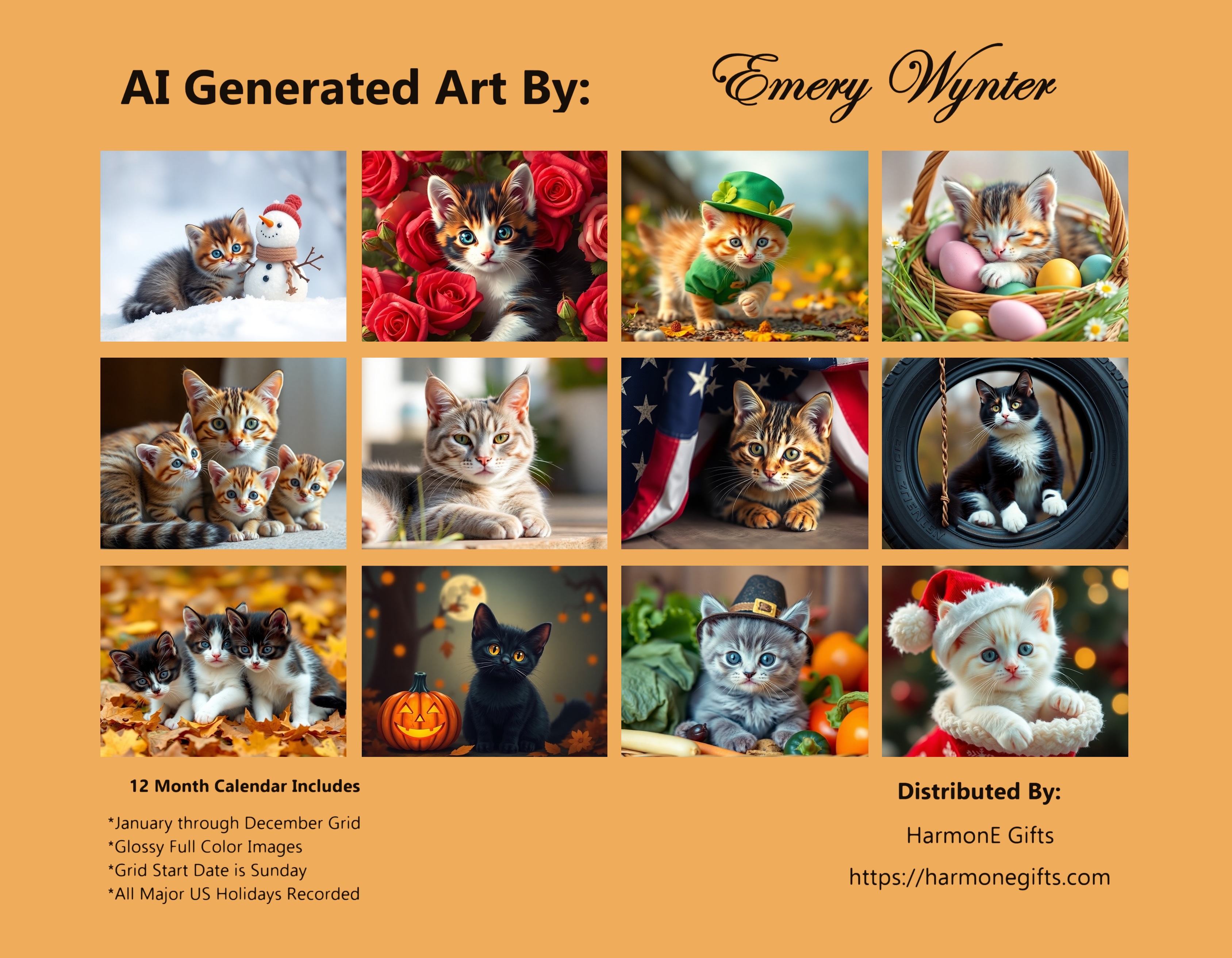 Kitty Cats Companions: 12 Month Cat Lover Monthly Wall Calendar