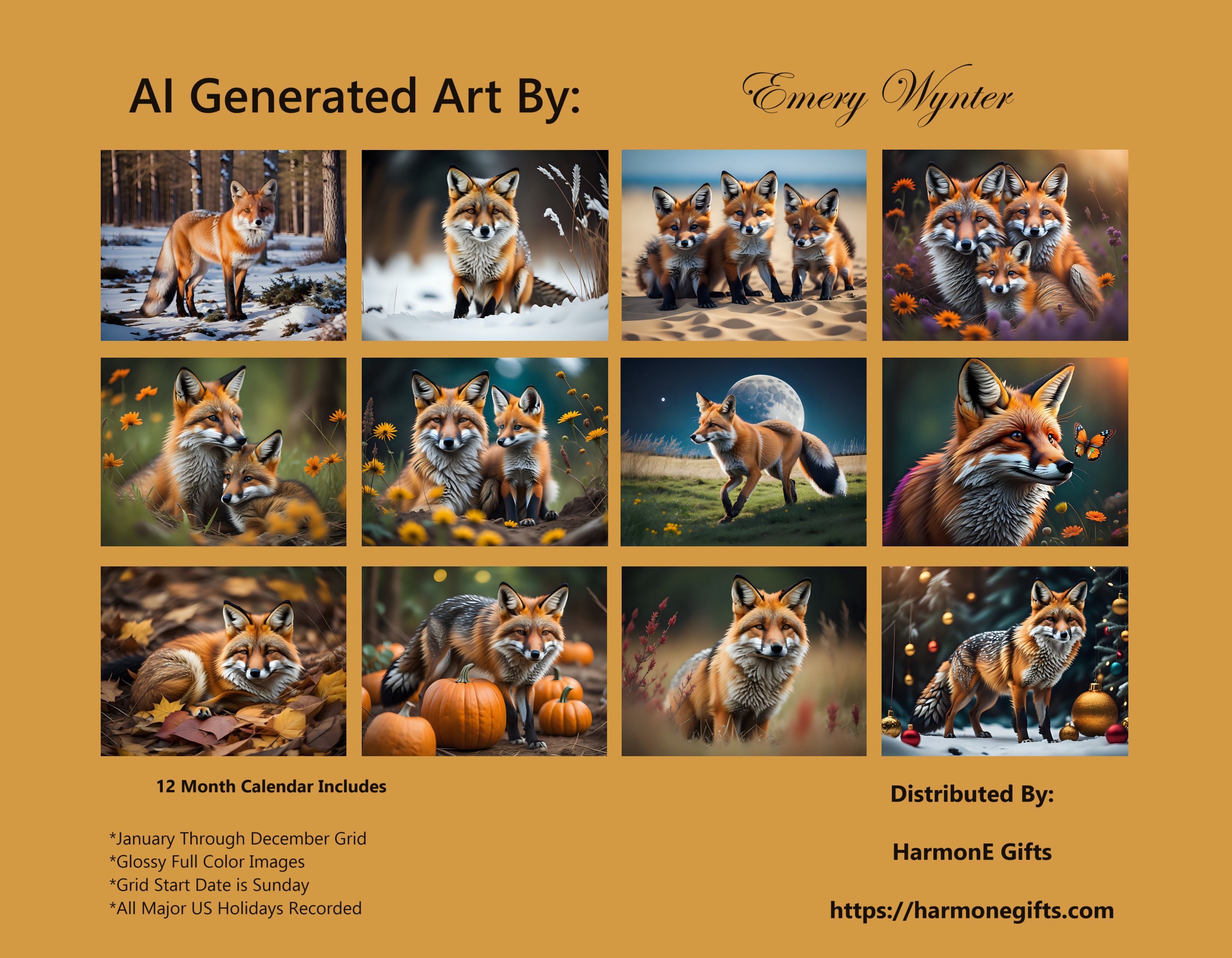 Feeling Foxy: 12 Month Red Fox Lover Monthly Wall Calendar