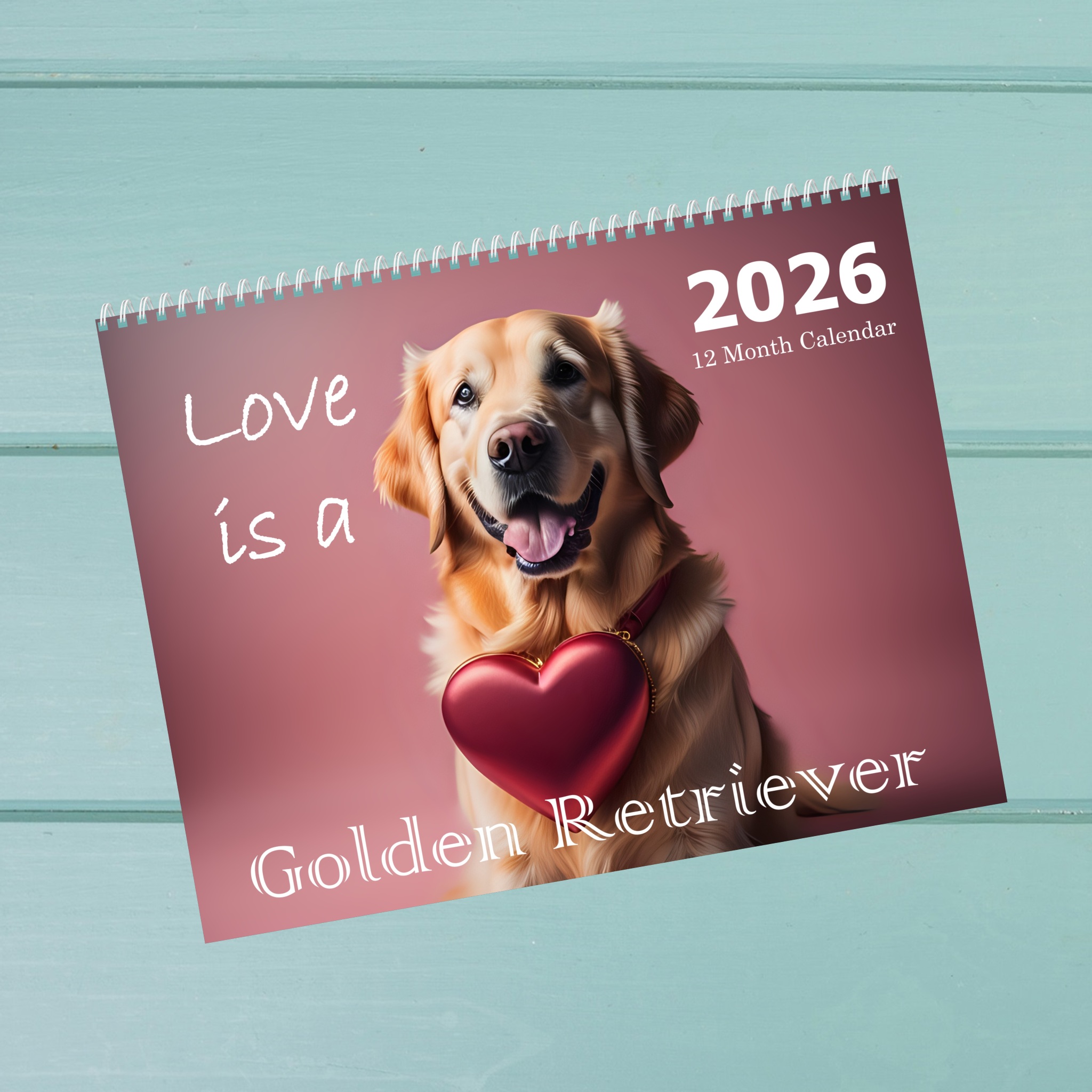 Golden Retriever: 12 Month Golden Retriever Breed Puppy Dog Lover Monthly Wall Calendar